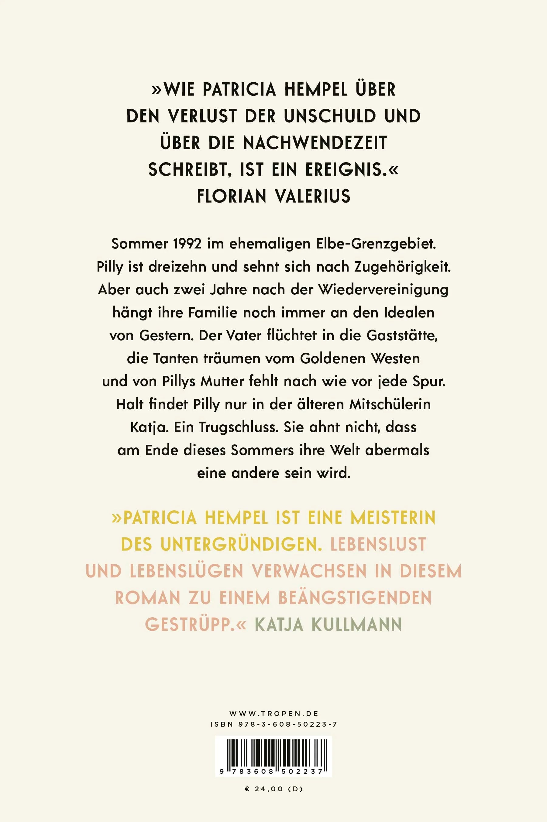 Buchrückseite von 'Verlassene Nester' mit Klappentext - Gebundene Ausgabe