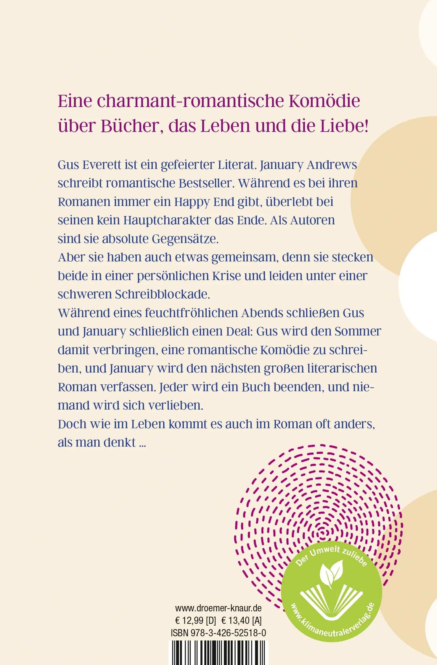 Buchrückseite von 'Verliebt in deine schönsten Seiten' mit Klappentext - Taschenbuch