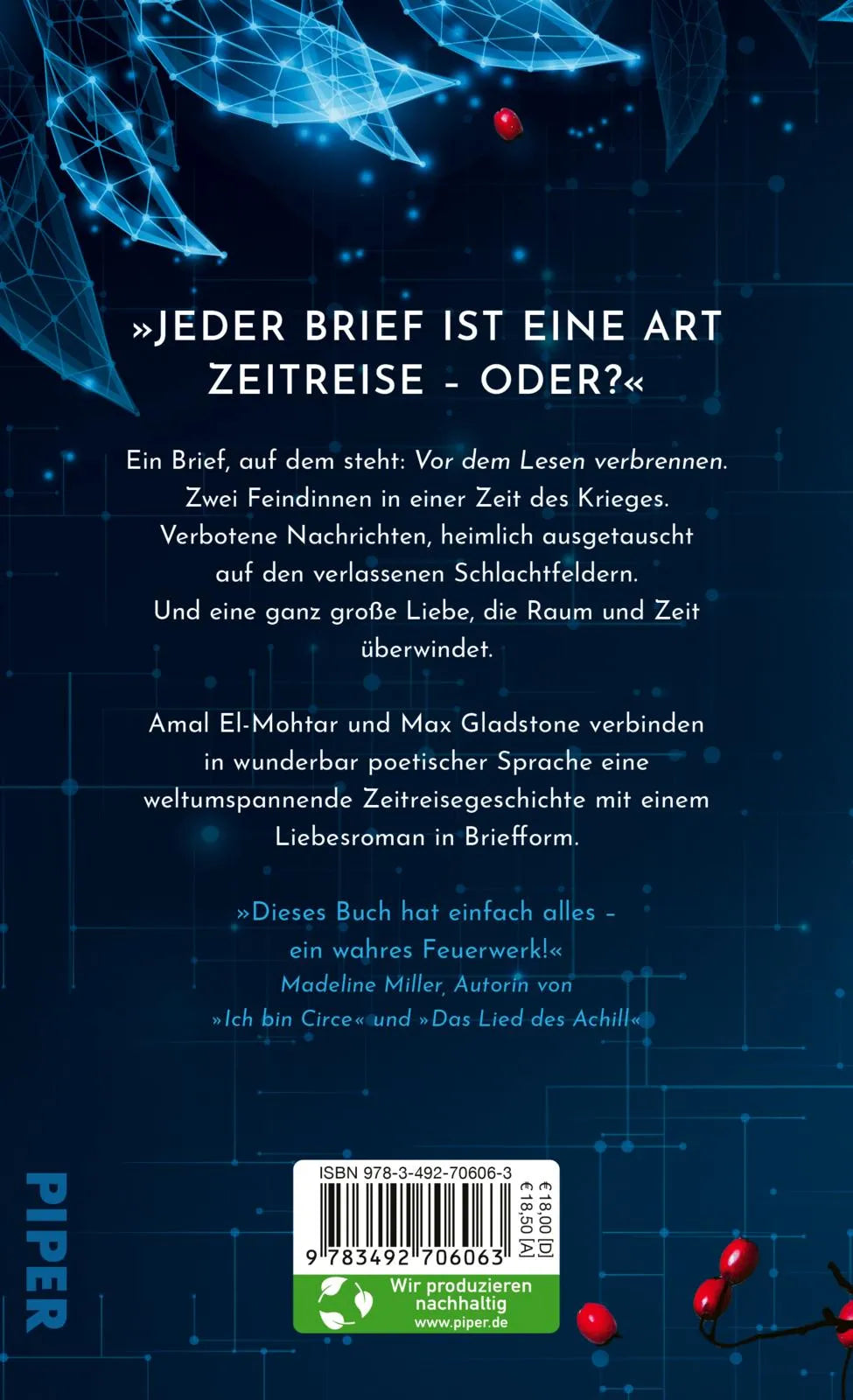 Buchrückseite von 'Verlorene der Zeiten' mit Klappentext - Gebundene Ausgabe