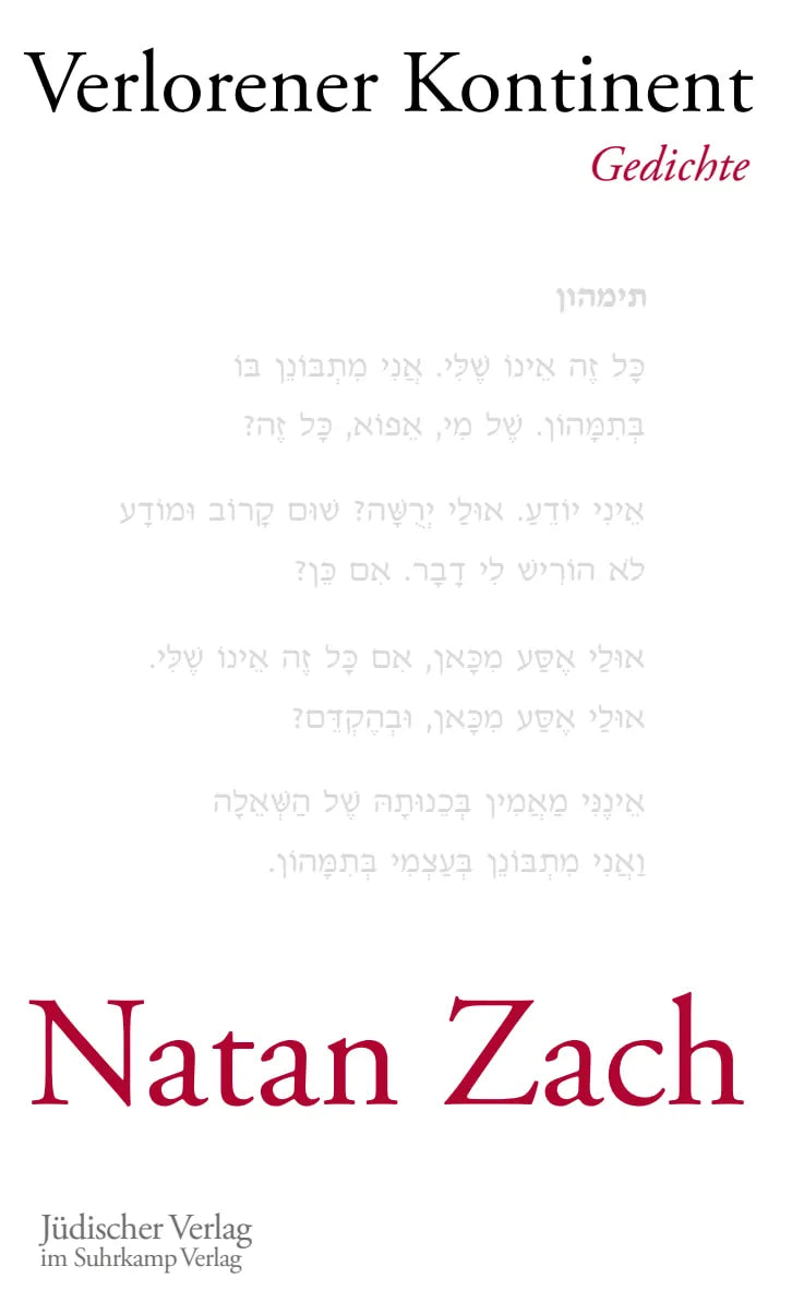 Buchcover von 'Verlorener Kontinent' - Gebundene Ausgabe von Natan Zach