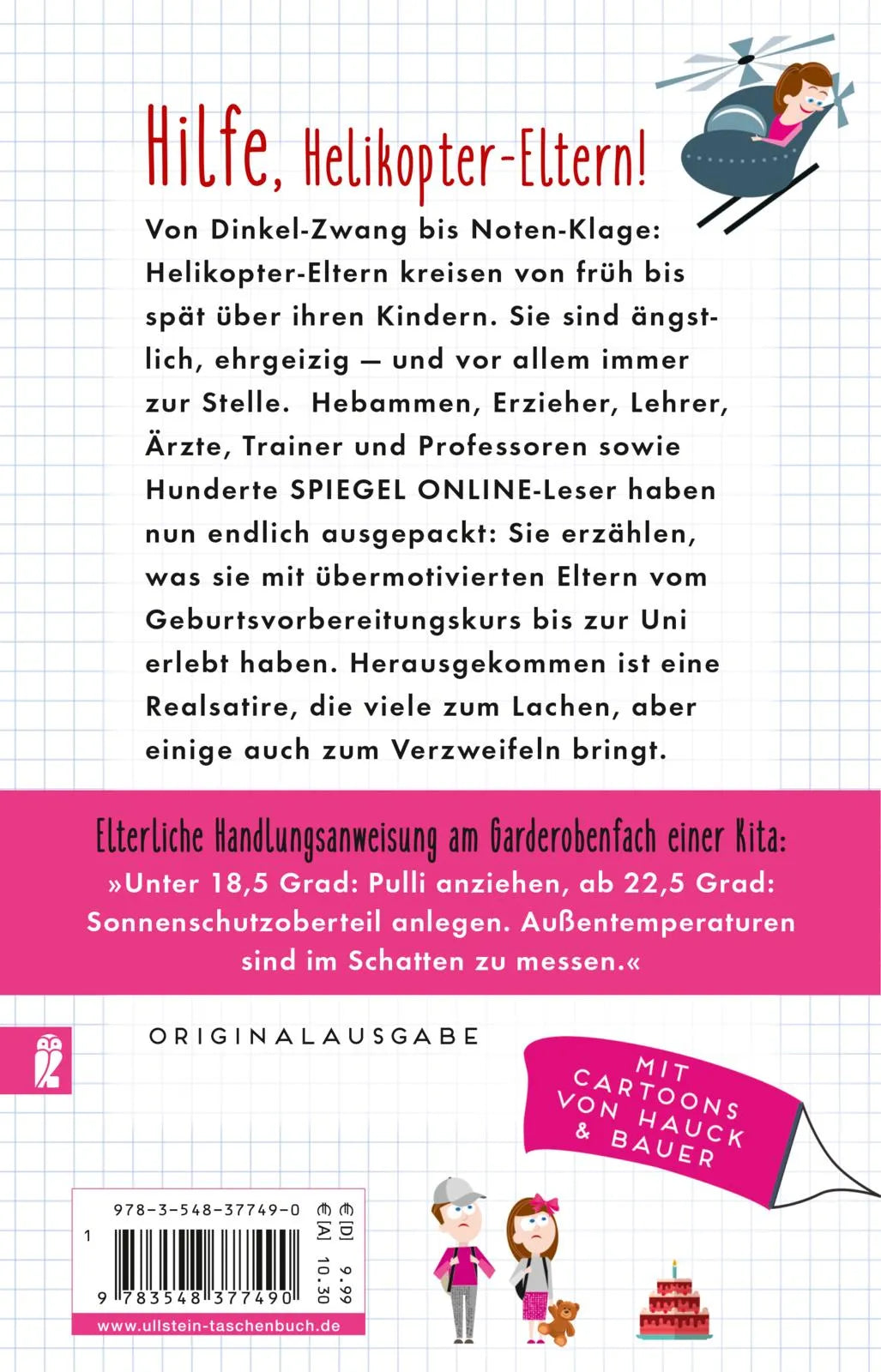 Buchrückseite von 'Verschieben Sie die Deutscharbeit - mein Sohn hat Geburtstag!' mit Klappentext - Taschenbuch