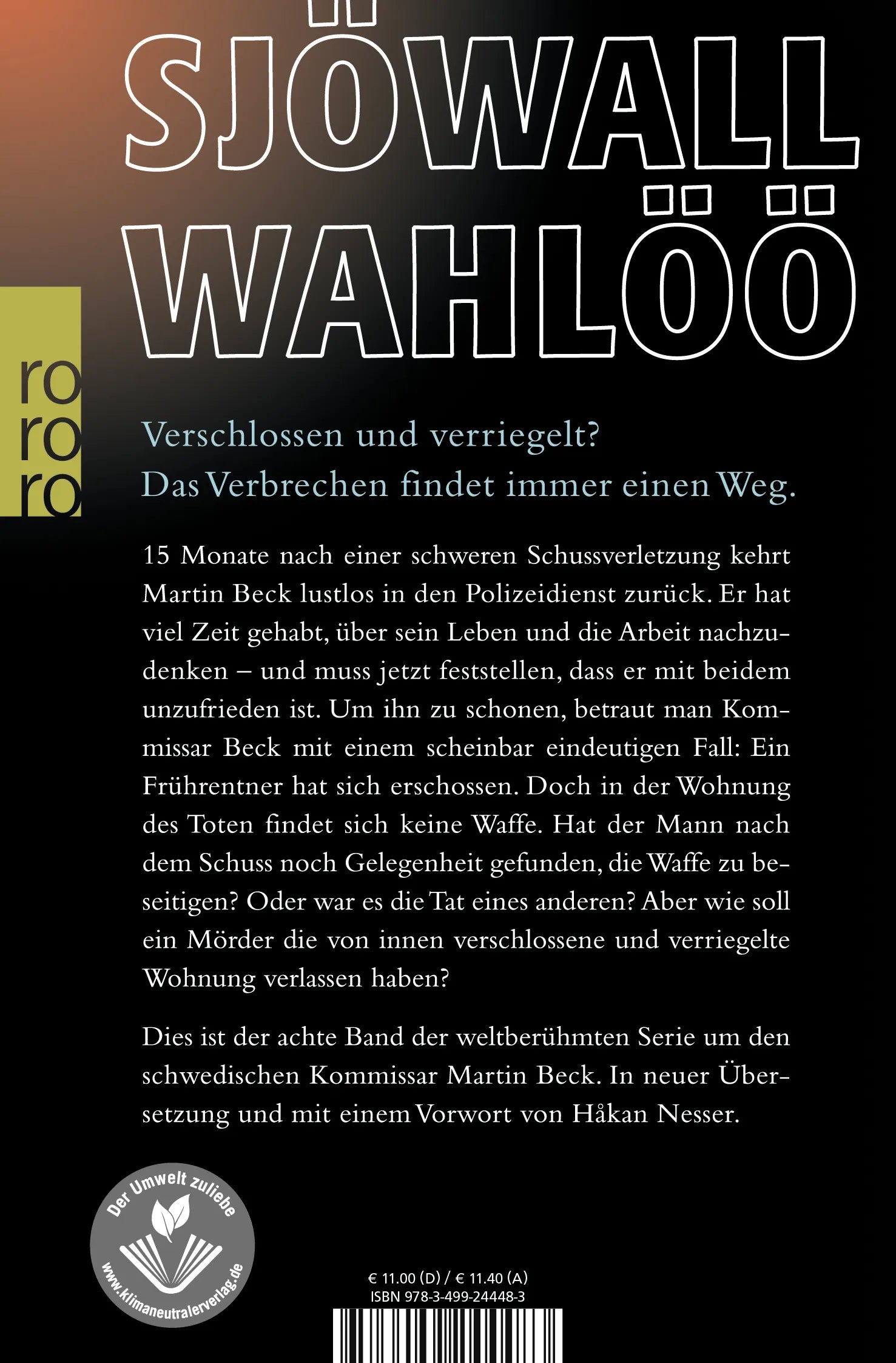 Buchrückseite von 'Verschlossen und verriegelt: Ein Kommissar-Beck-Roman' mit Klappentext - Taschenbuch