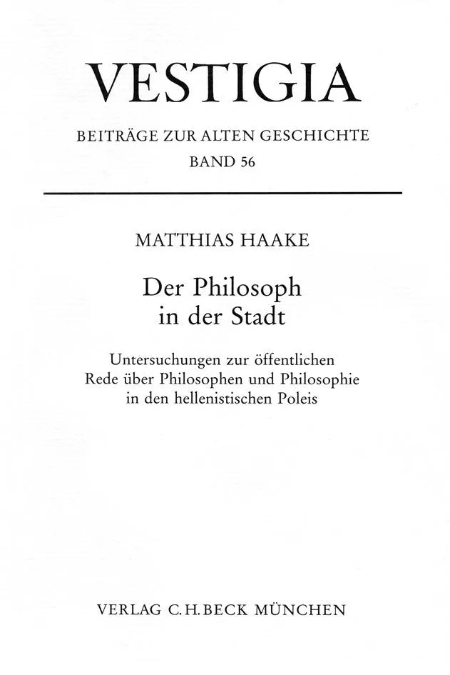 Buchcover von 'Vestigia / Der Philosoph in der Stadt' - Gebundene Ausgabe von Matthias Haake