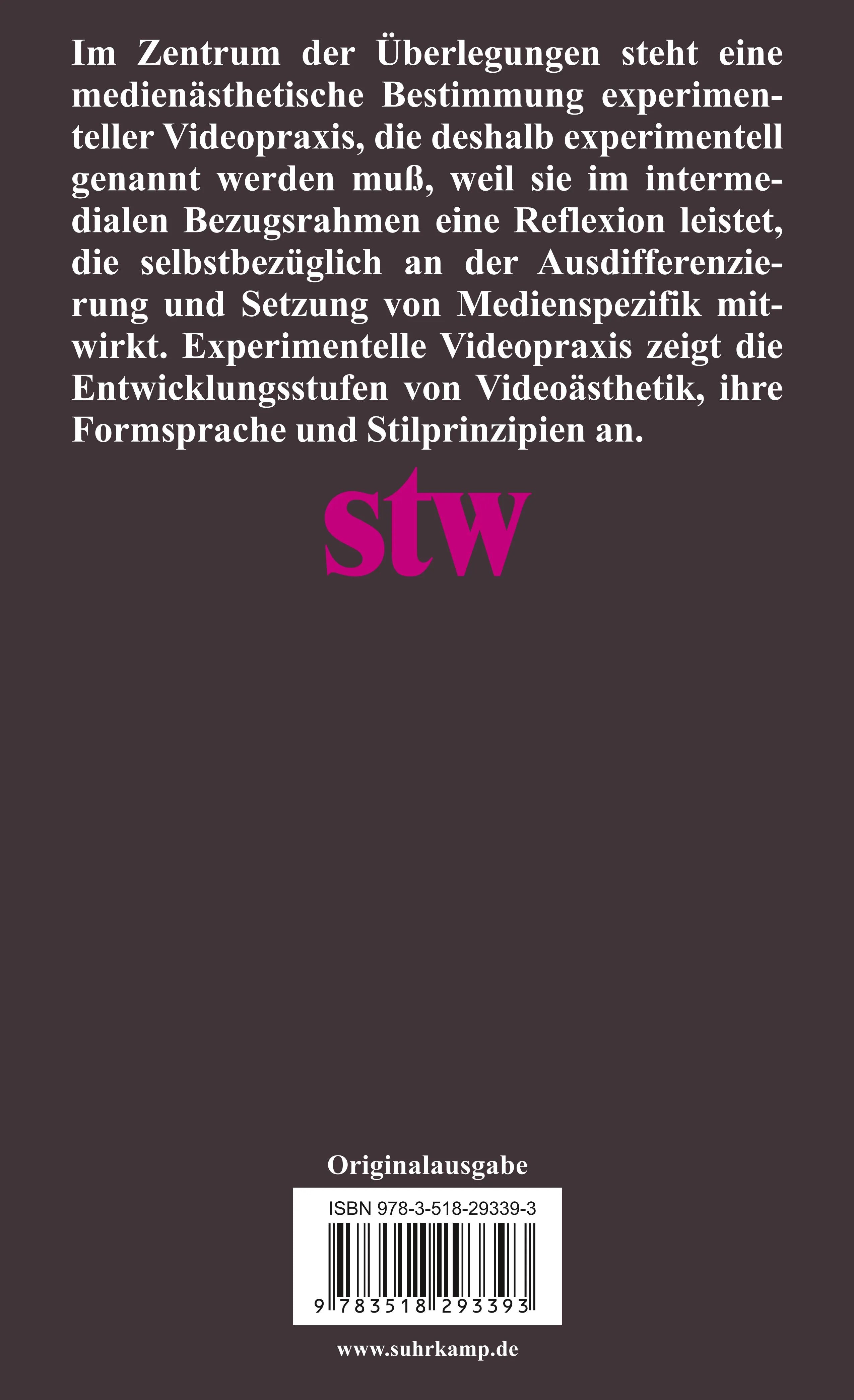 Buchrückseite von 'Video' mit Klappentext - Taschenbuch