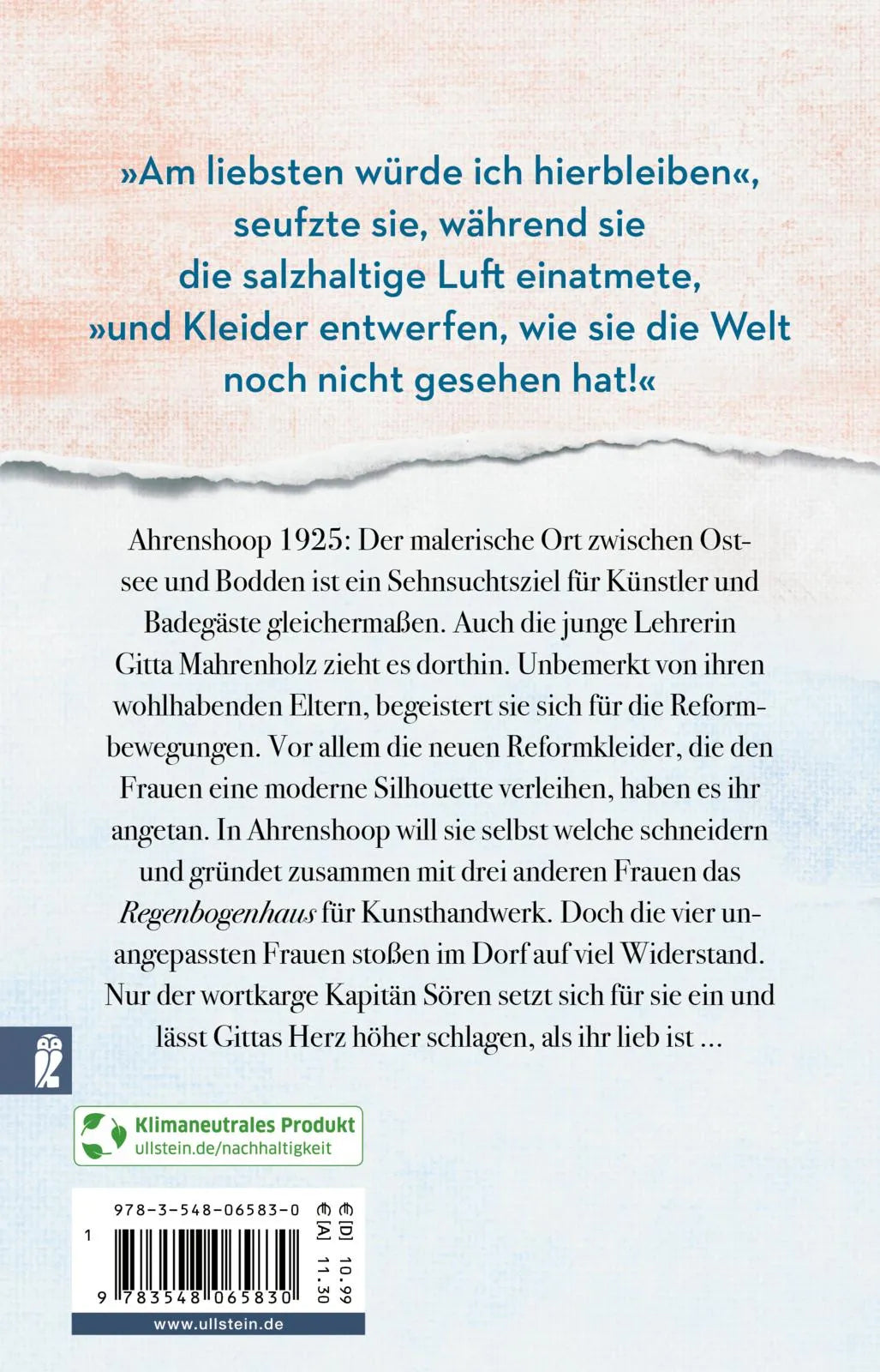 Buchrückseite von 'Vier Frauen am Meer' mit Klappentext - Taschenbuch