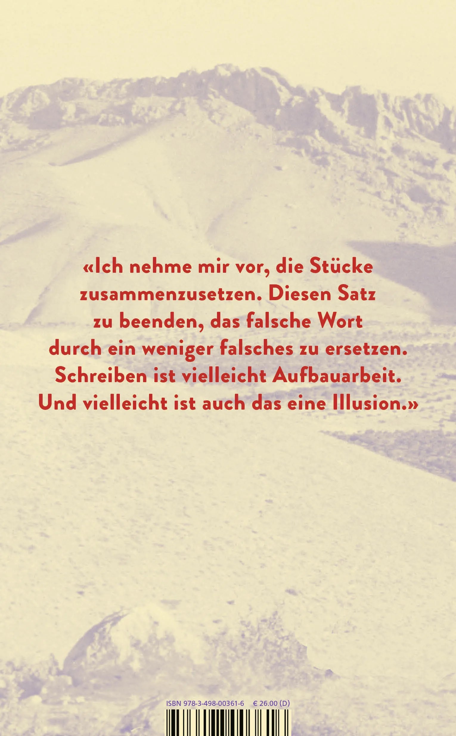 Buchrückseite von 'Vierundsiebzig' mit Klappentext - Gebundene Ausgabe