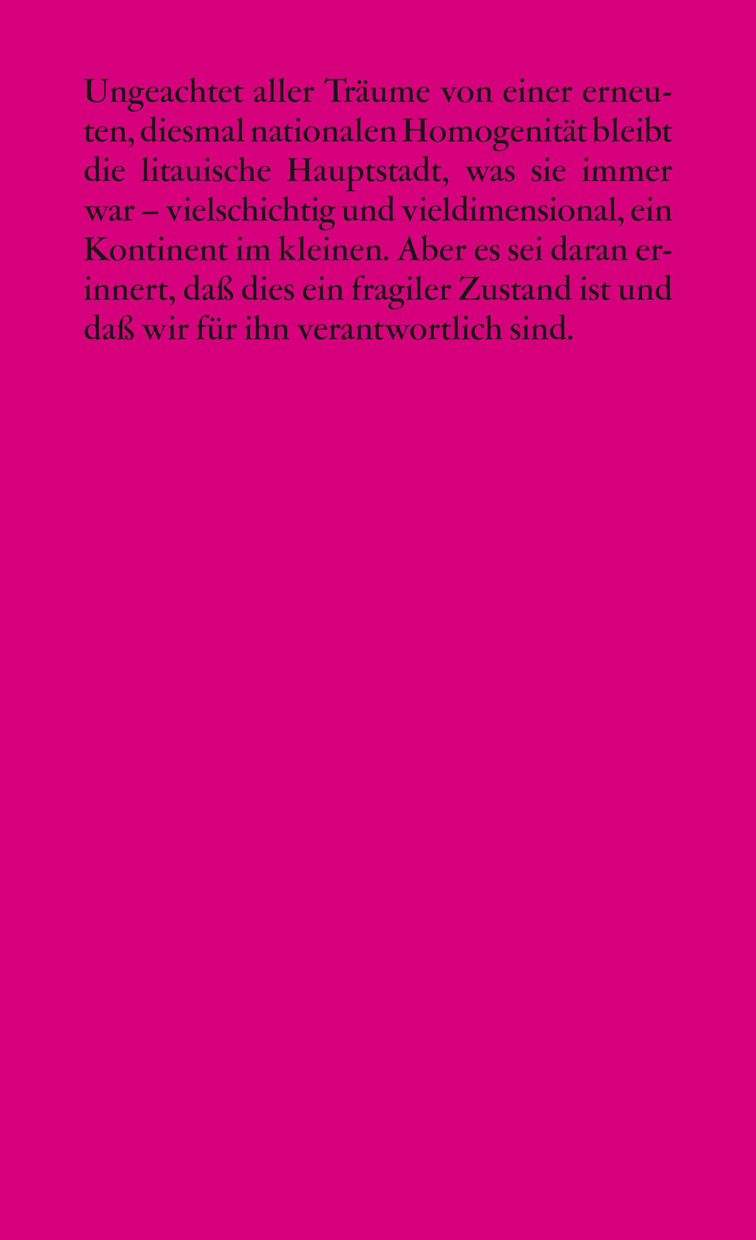Buchrückseite von 'Vilnius' mit Klappentext - Taschenbuch