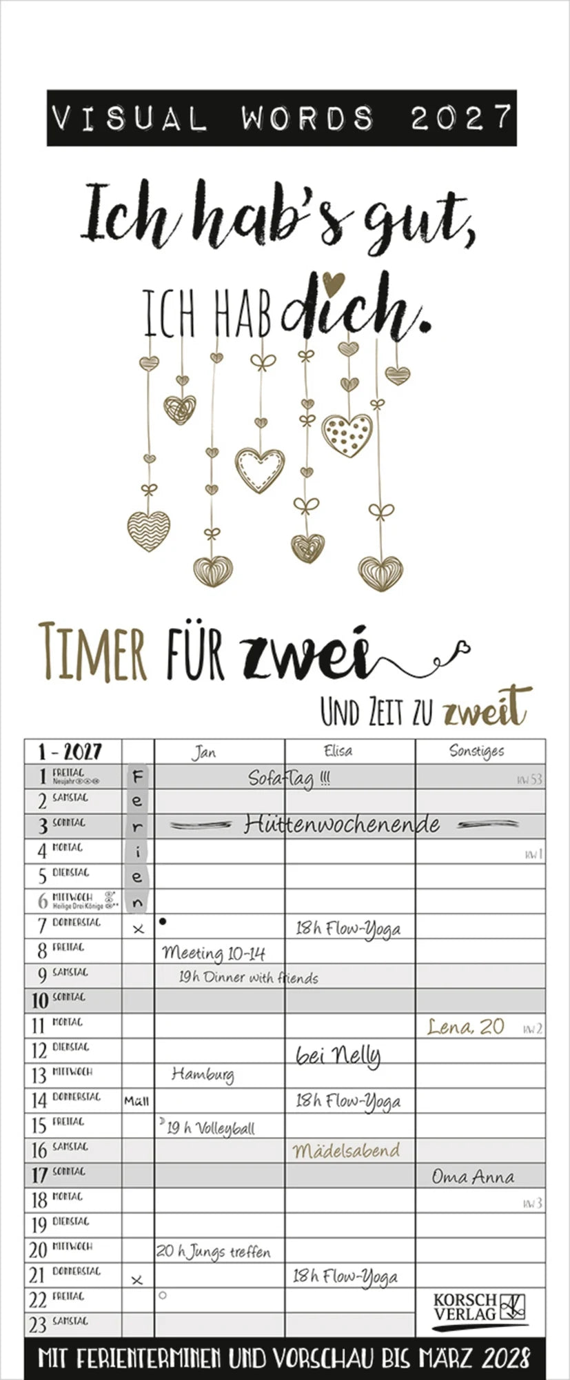 Taschenkalender: Visual Words Timer für 2 2027