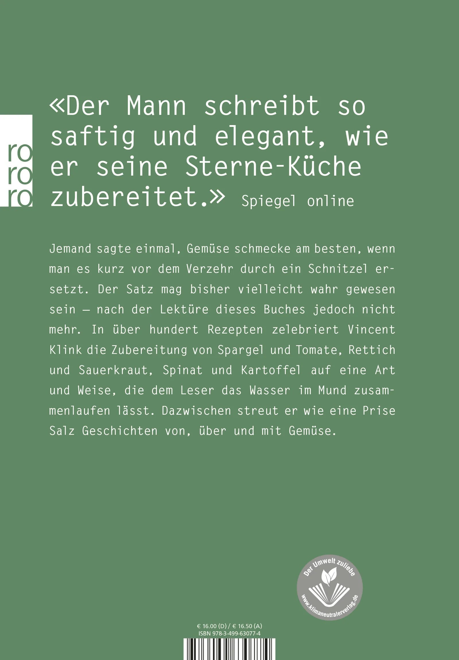 Buchrückseite von 'Voll ins Gemüse' mit Klappentext - Taschenbuch