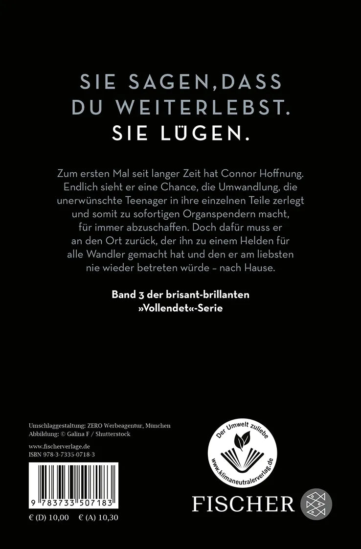 Buchrückseite von 'Vollendet - Die Rache' mit Klappentext - Taschenbuch