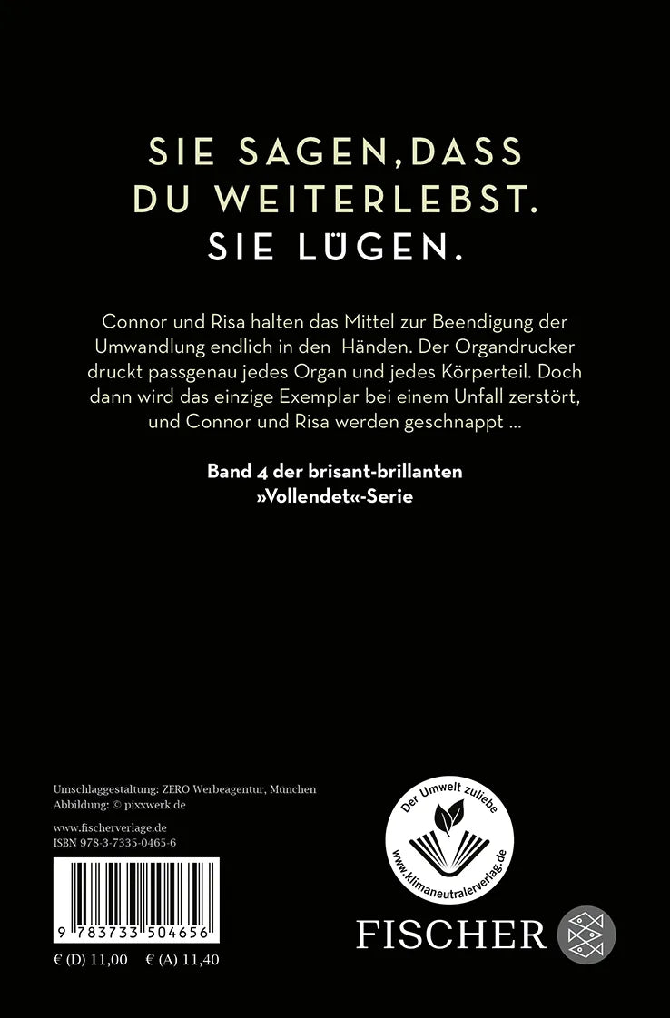Buchrückseite von 'Vollendet - Die Wahrheit' mit Klappentext - Taschenbuch