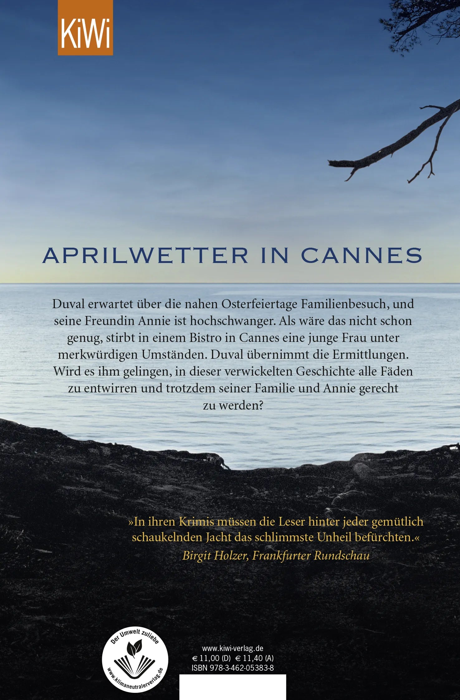 Buchrückseite von 'Vollmond über der Côte d'Azur' mit Klappentext - Taschenbuch