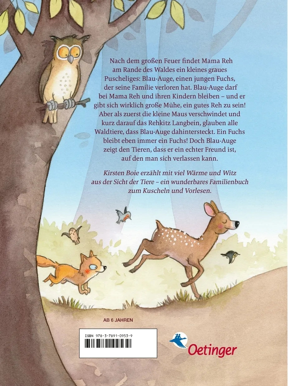 Buchrückseite von 'Vom Fuchs, der ein Reh sein wollte' mit Klappentext - Gebundene Ausgabe