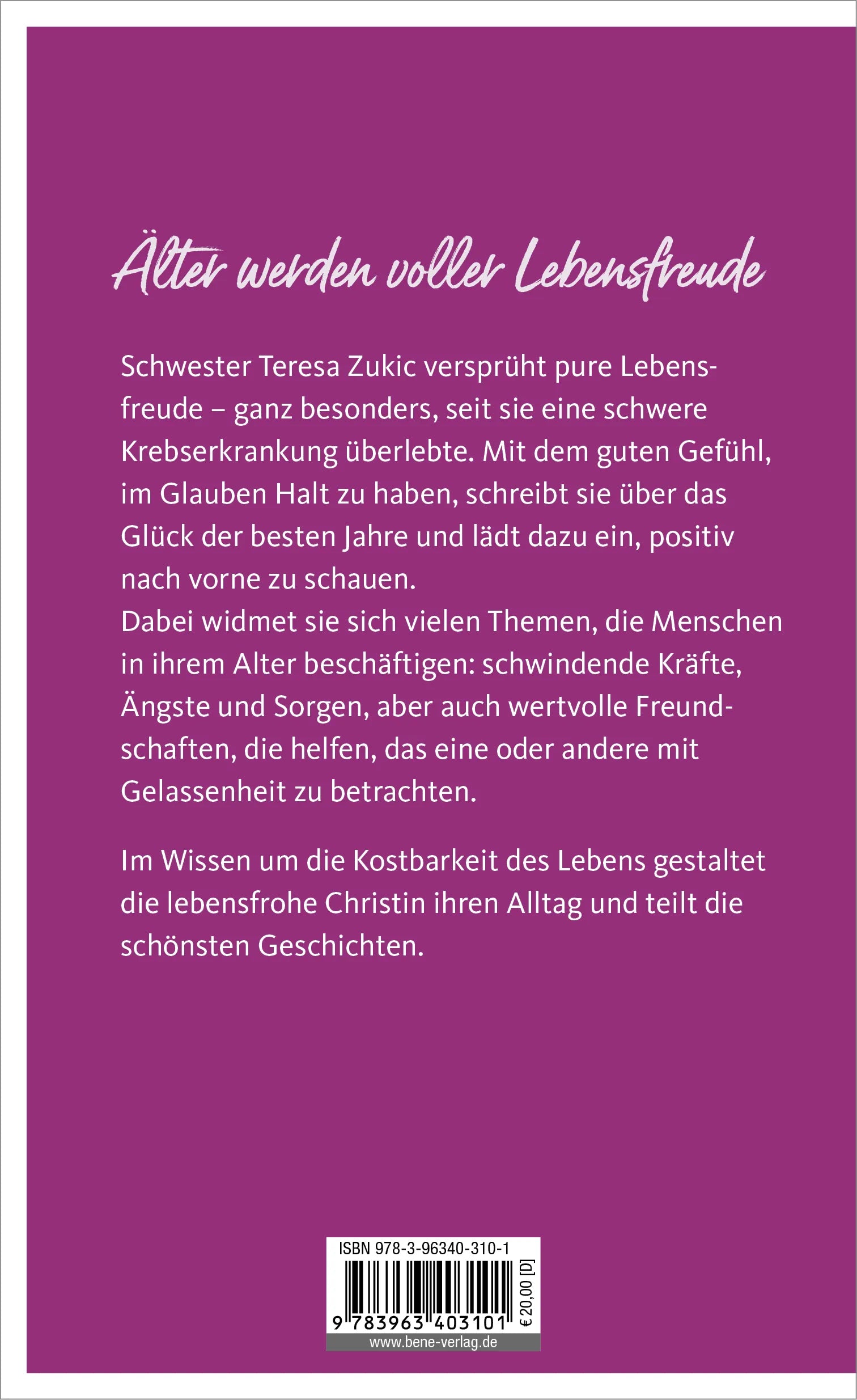 Buchrückseite von 'Vom Leben begeistert' mit Klappentext - Gebundene Ausgabe
