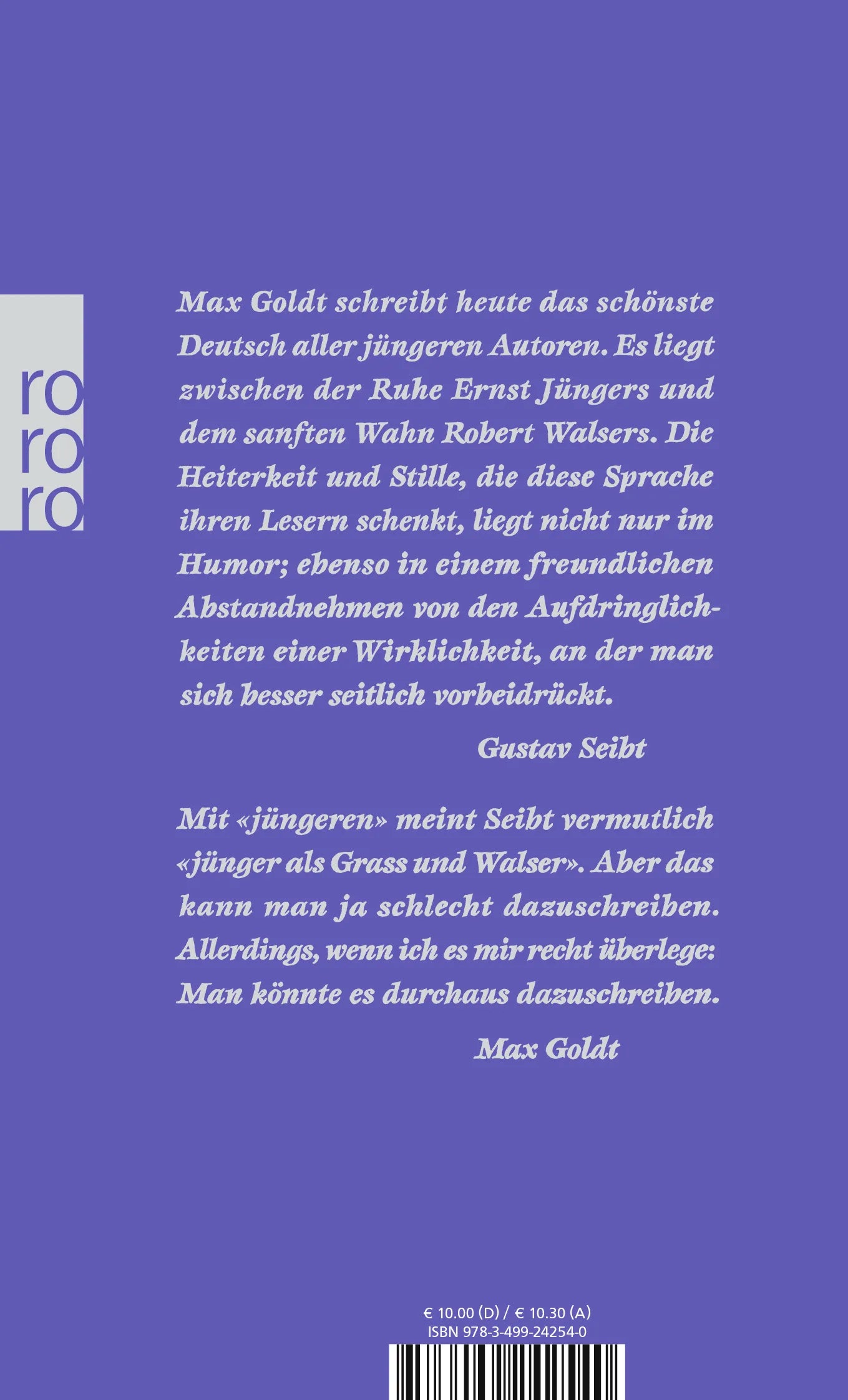 Buchrückseite von 'Vom Zauber des seitlich dran Vorbeigehens' mit Klappentext - Taschenbuch