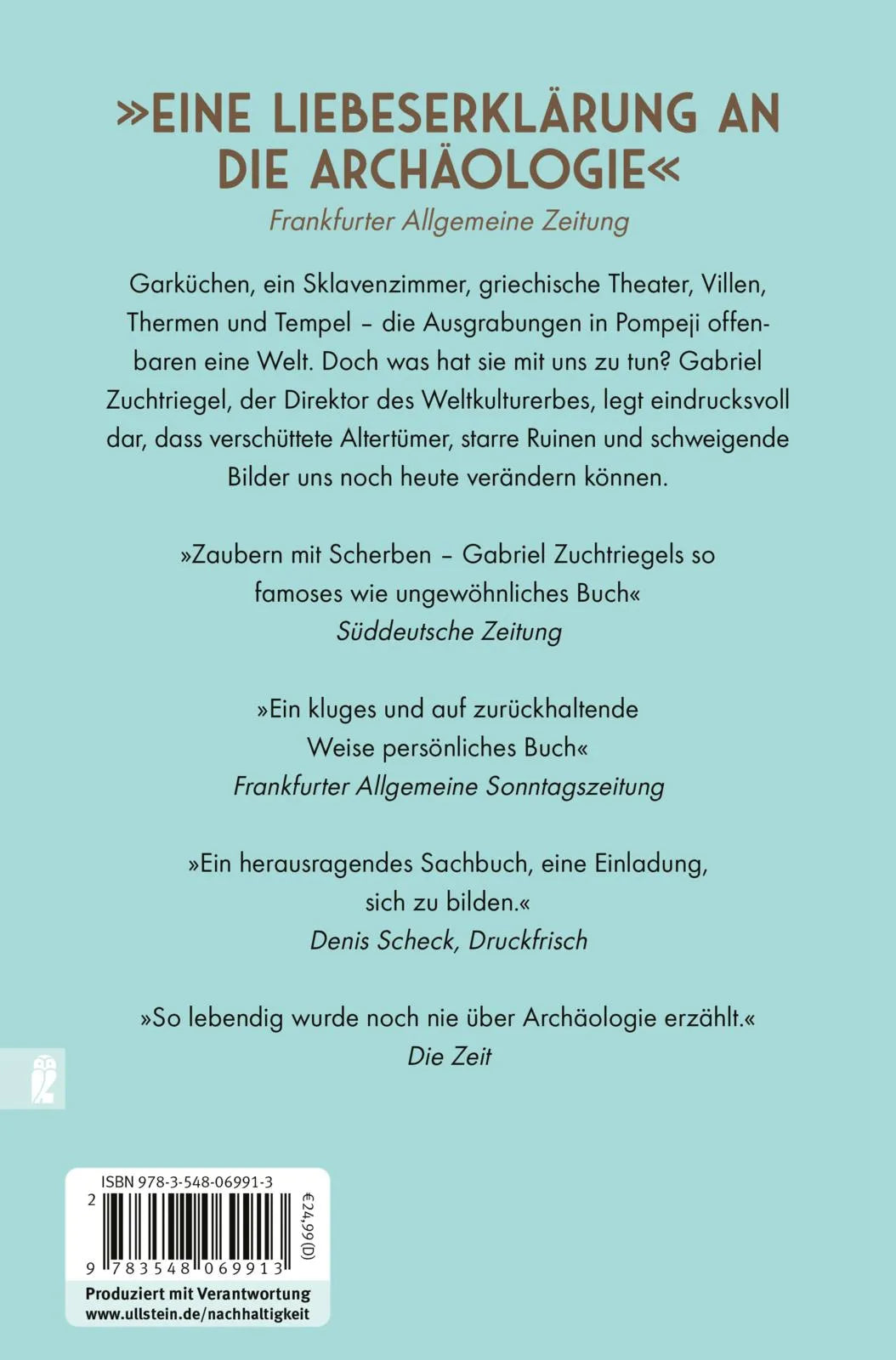 Buchrückseite von 'Vom Zauber des Untergangs' mit Klappentext - Paperback