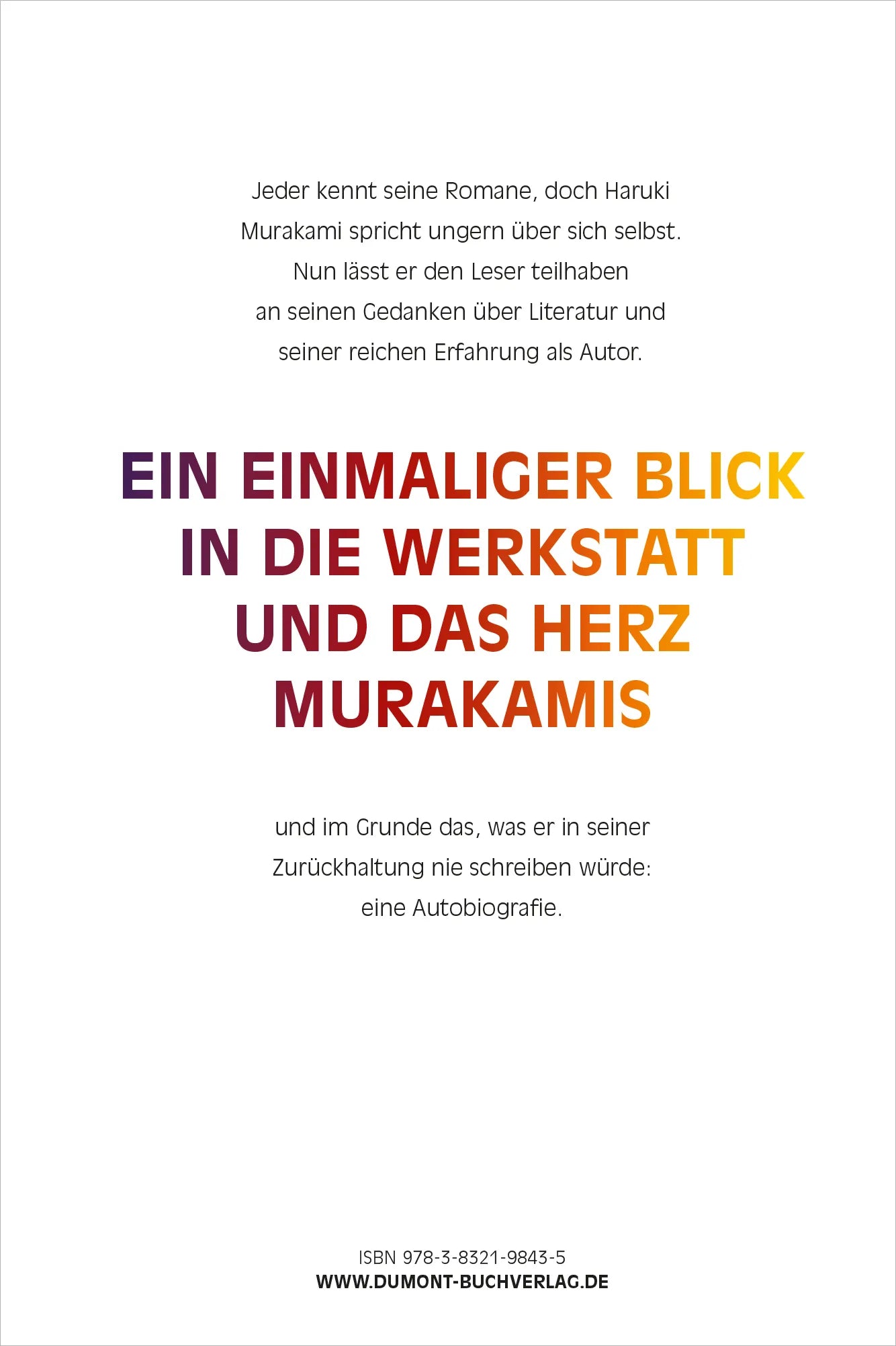 Buchrückseite von 'Von Beruf Schriftsteller' mit Klappentext - Gebundene Ausgabe