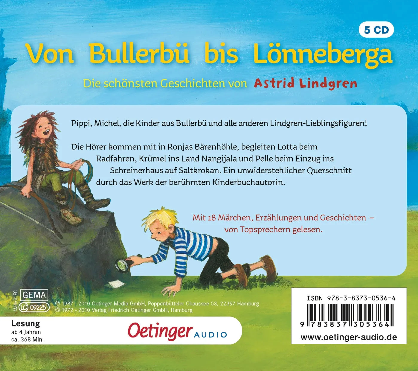 Buchrückseite von 'Von Bullerbü bis Lönneberga' mit Klappentext - Hörbuch (CD)