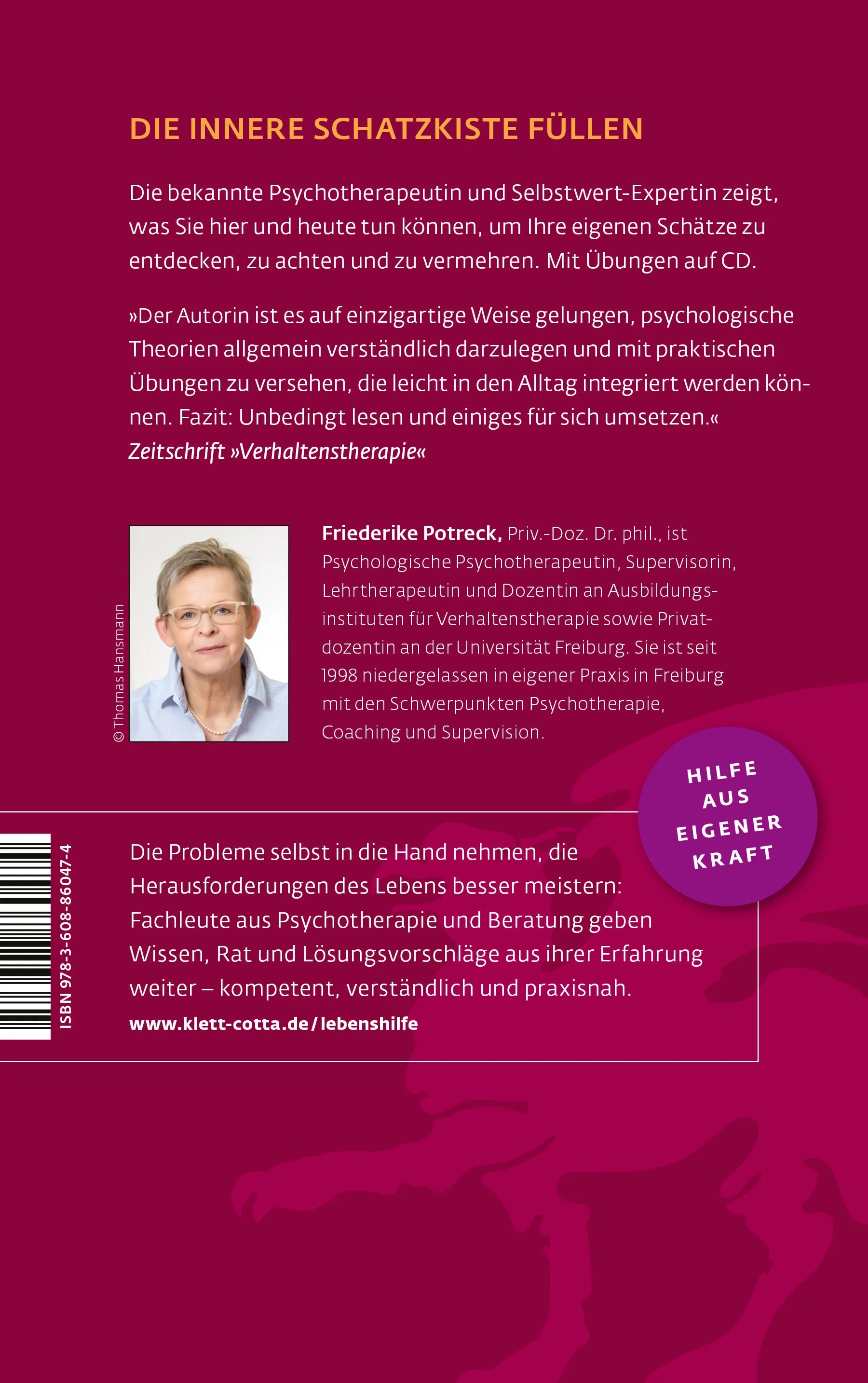 Buchrückseite von 'Von der Freude, den Selbstwert zu stärken' mit Klappentext - Paperback