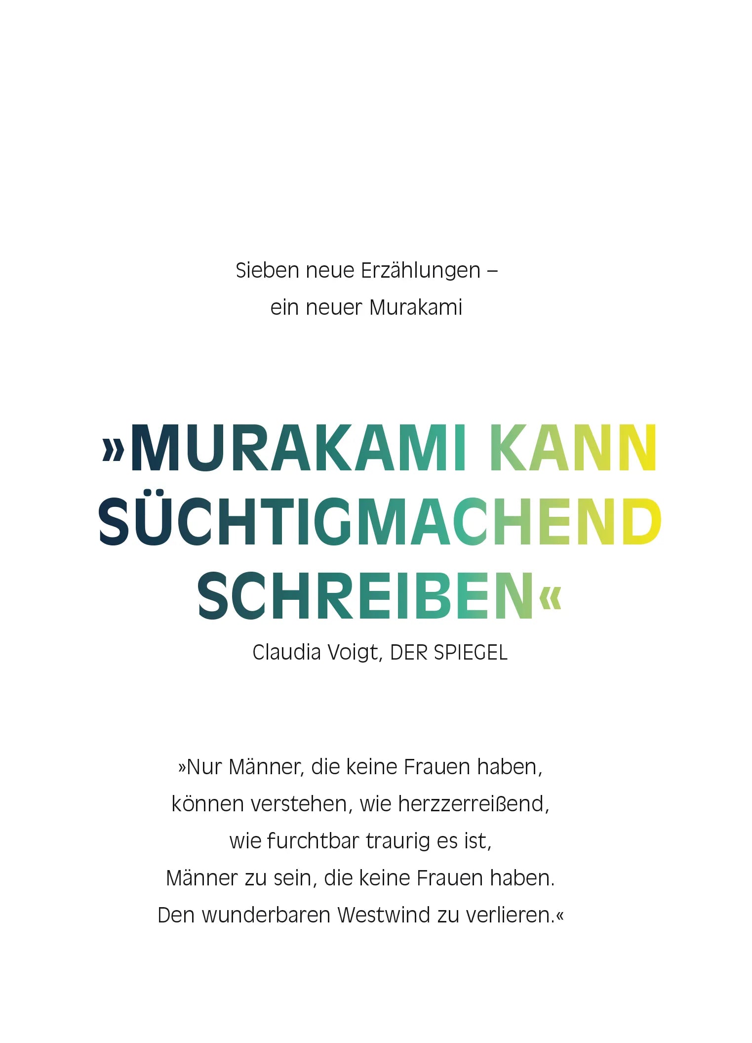 Buchrückseite von 'Von Männern, die keine Frauen haben' mit Klappentext - Gebundene Ausgabe