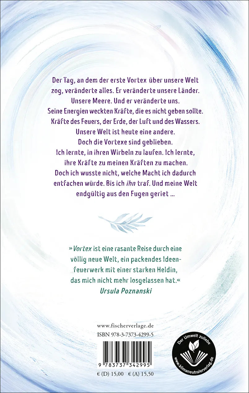 Buchrückseite von 'Vortex – Der Tag, an dem die Welt zerriss' mit Klappentext - Paperback