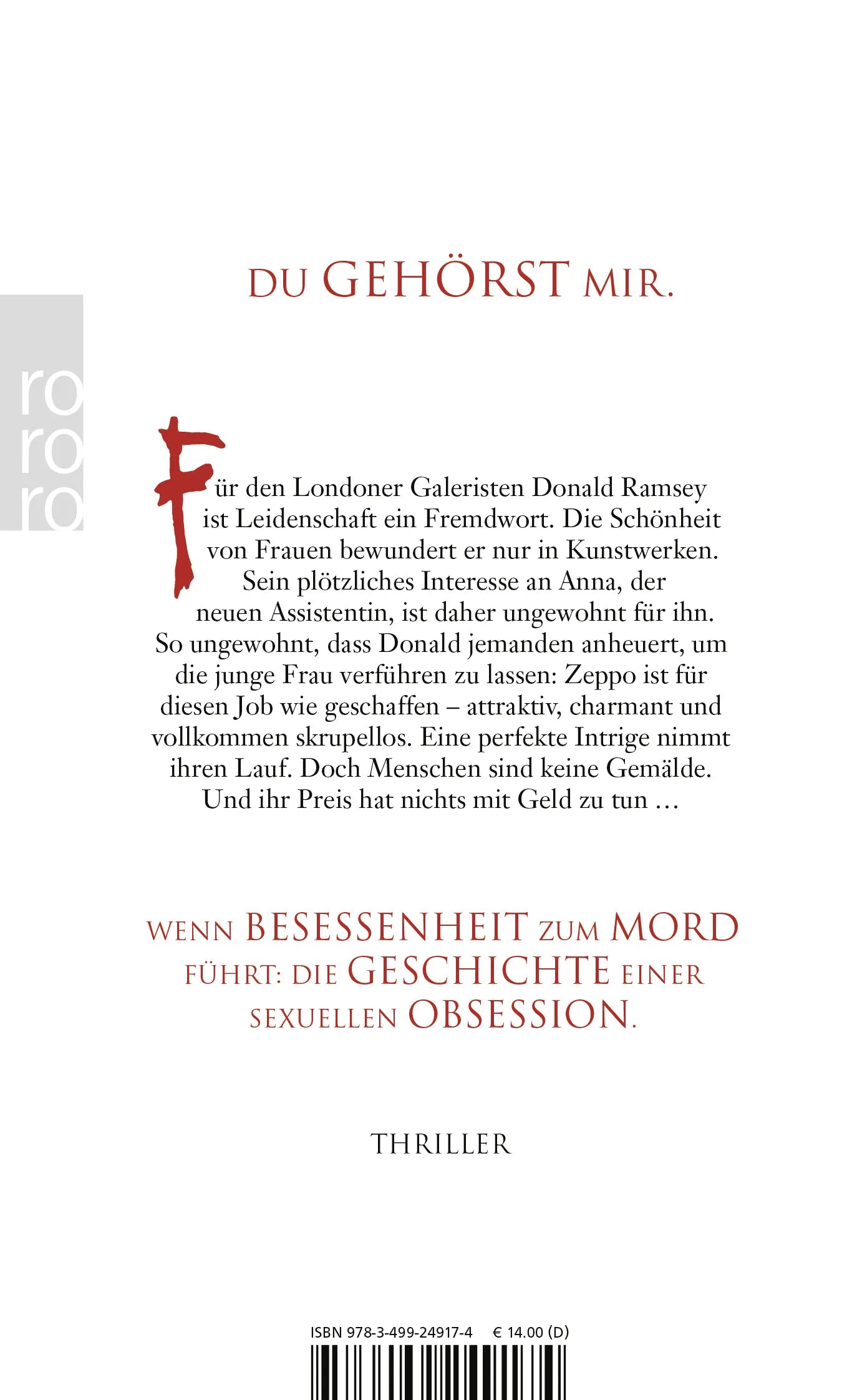 Buchrückseite von 'Voyeur' mit Klappentext - Taschenbuch