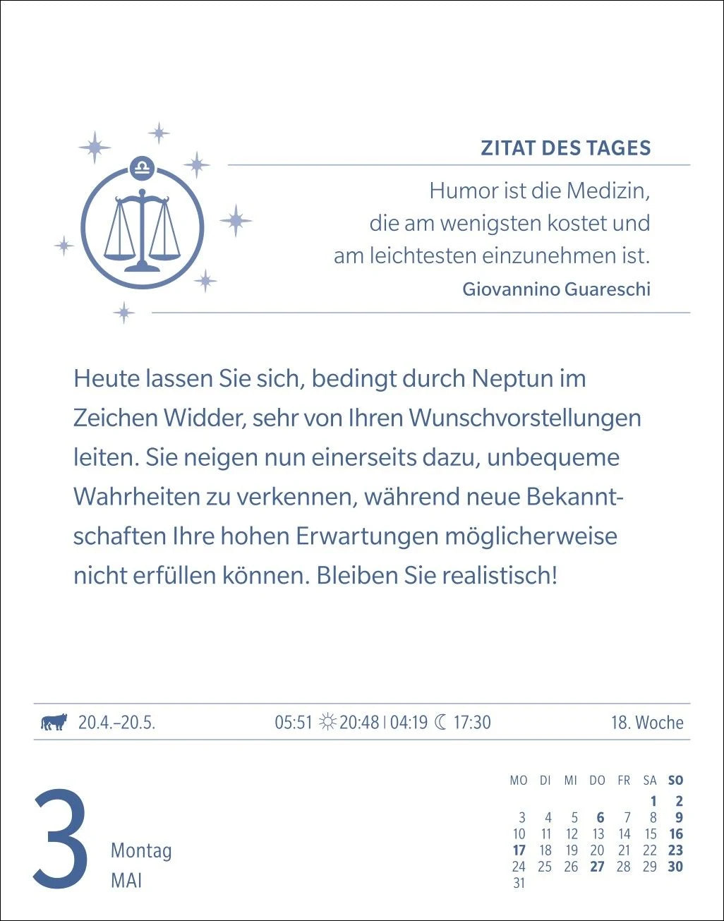 Waage Sternzeichenkalender 2027 - Tagesabreißkalender - Ihr Horoskop für jeden Tag – Ansicht