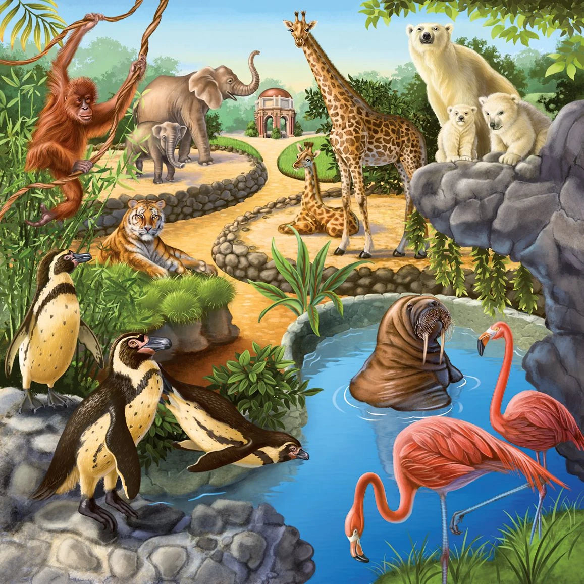 Kinderpuzzle 3x49 Teile - Wald-/Zoo-/Haustiere – Ansicht