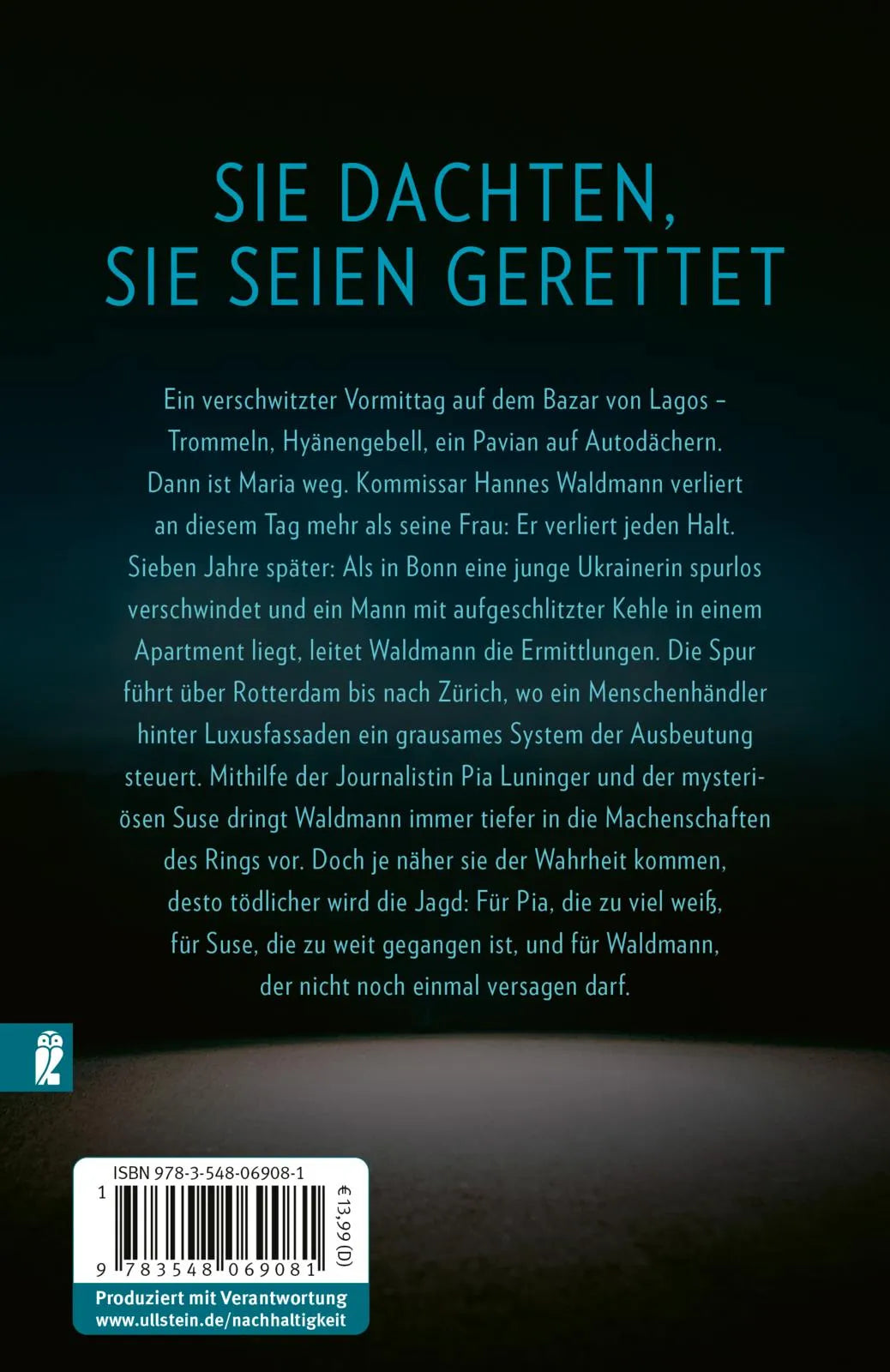 Buchrückseite von 'Waldmann' mit Klappentext - Taschenbuch