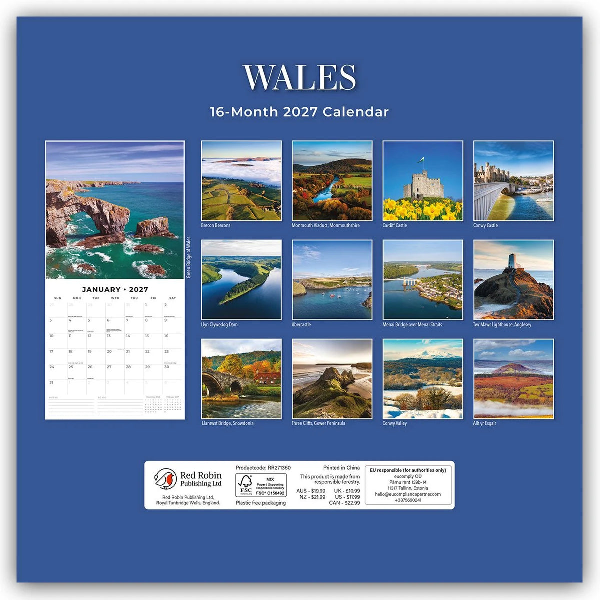 Wales 2027 – 16-Monatskalender – Ansicht