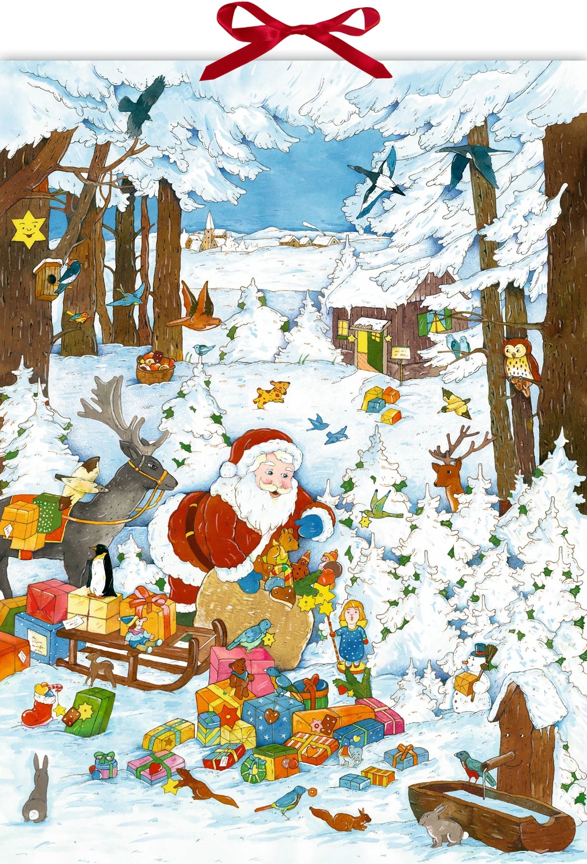 Adventskalender: Wand-Adventskalender – Bescherung im Winterwald