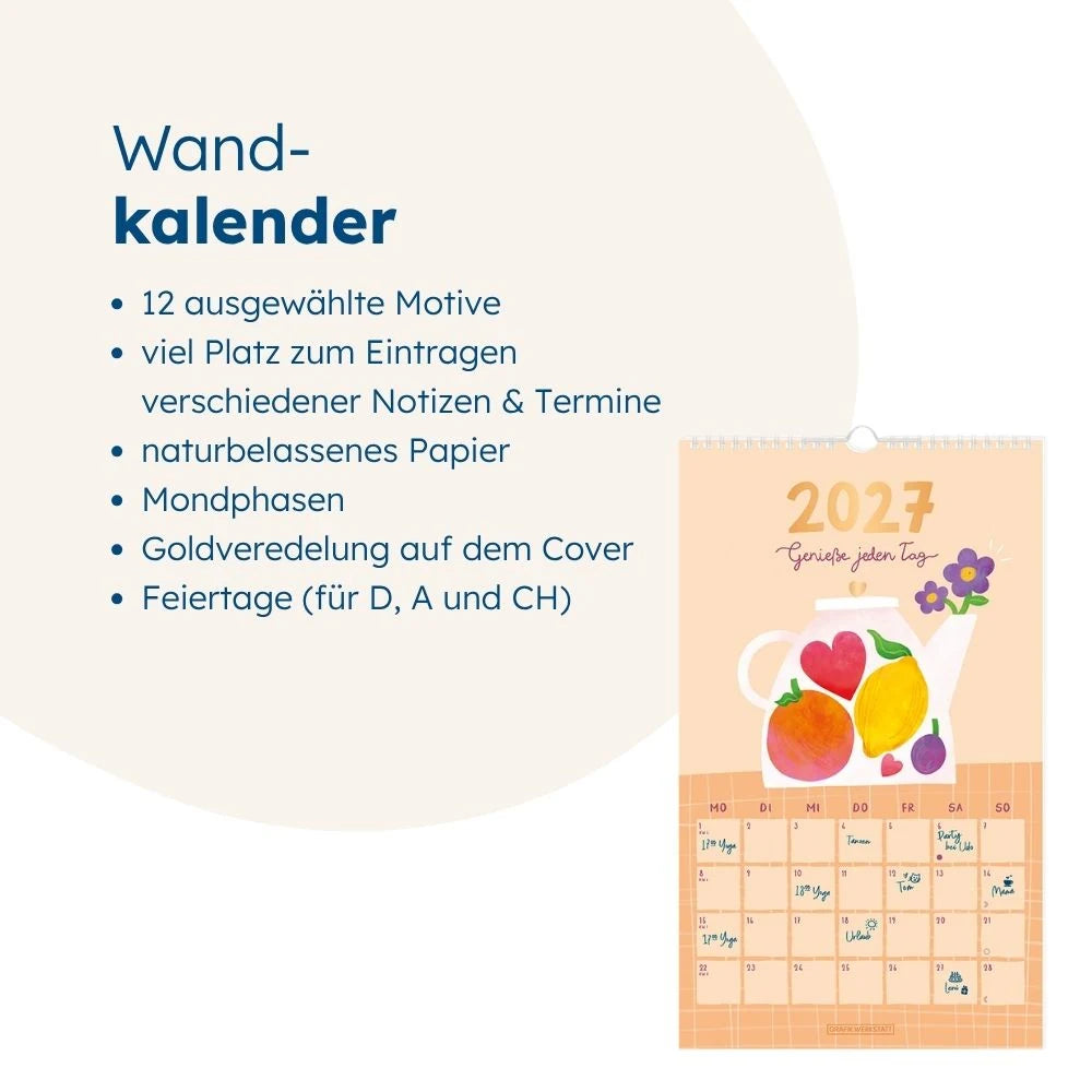 Wandkalender 2027 Genieße jeden Tag – Ansicht