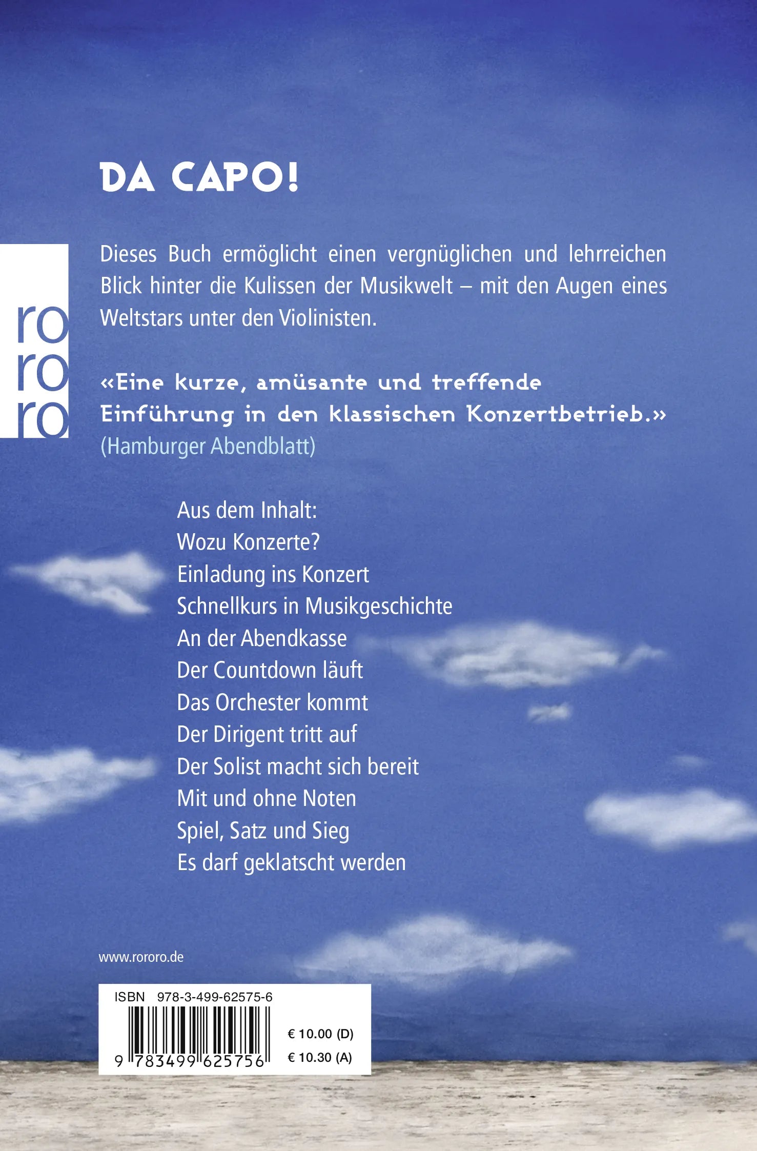 Buchrückseite von 'Wann darf ich klatschen?' mit Klappentext - Taschenbuch