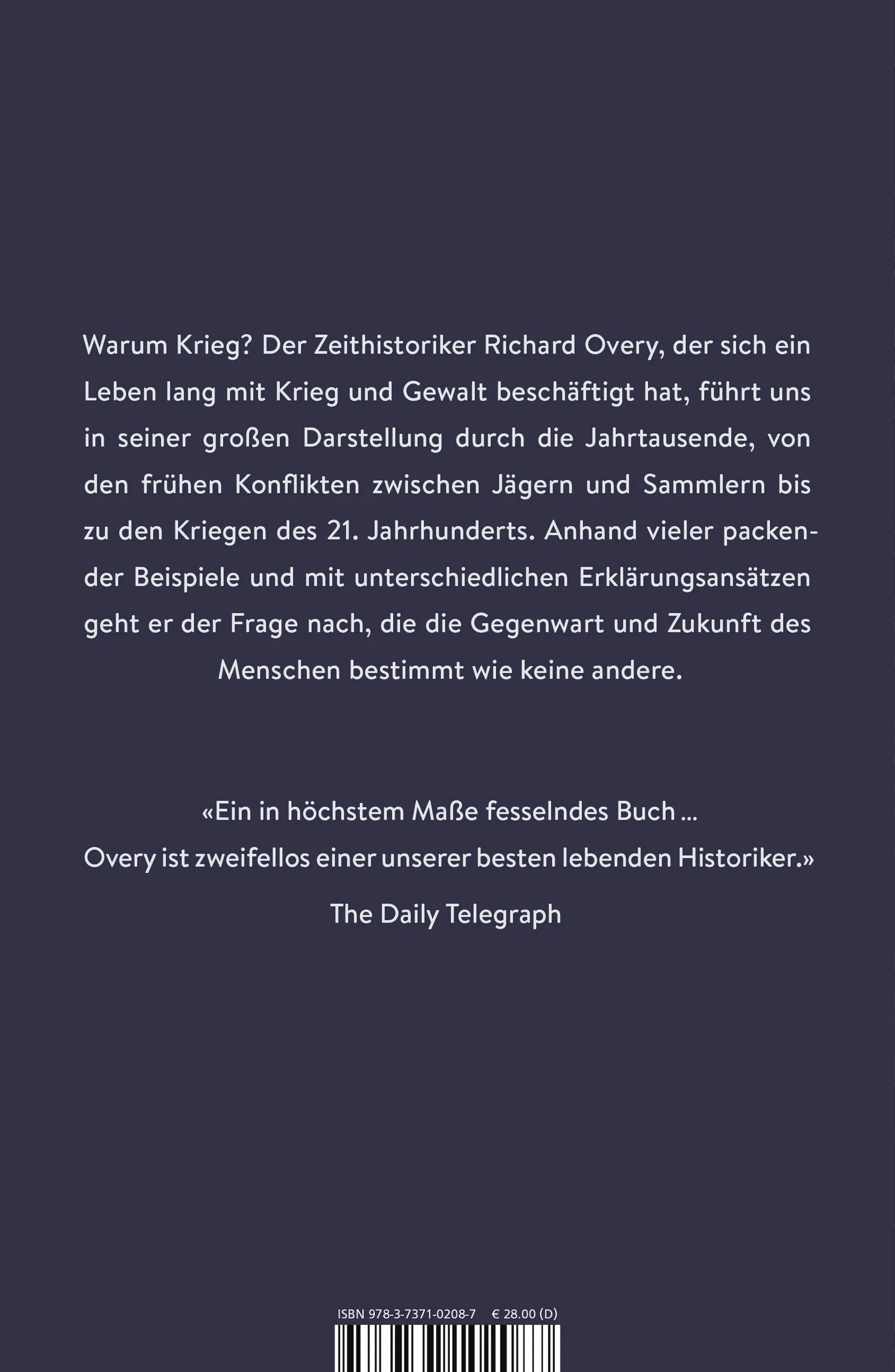 Buchrückseite von 'Warum Krieg?' mit Klappentext - Gebundene Ausgabe