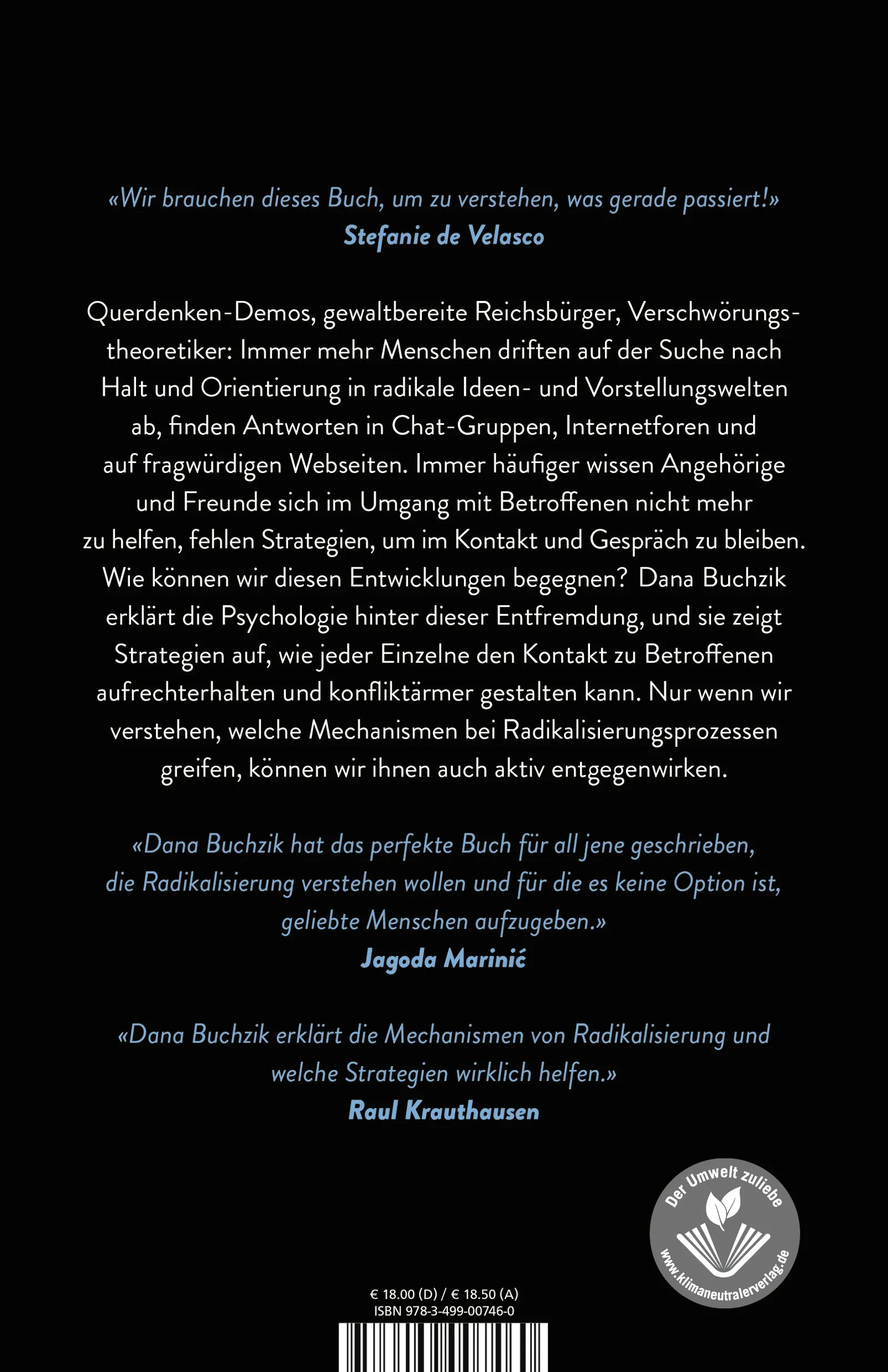 Buchrückseite von 'Warum wir Familie und Freunde an radikale Ideologien verlieren – und wie wir sie zurückholen können' mit Klappentext - Paperback