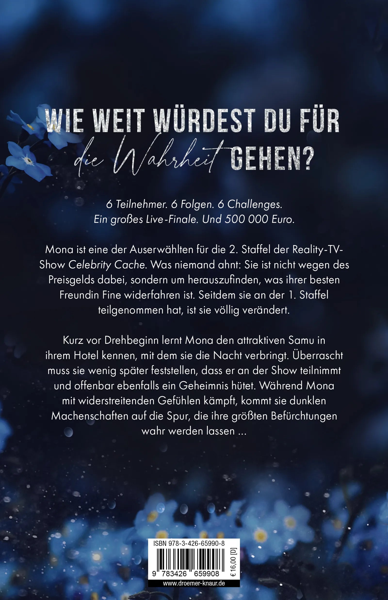 Buchrückseite von 'Was die Nacht nie vergisst' mit Klappentext - Paperback