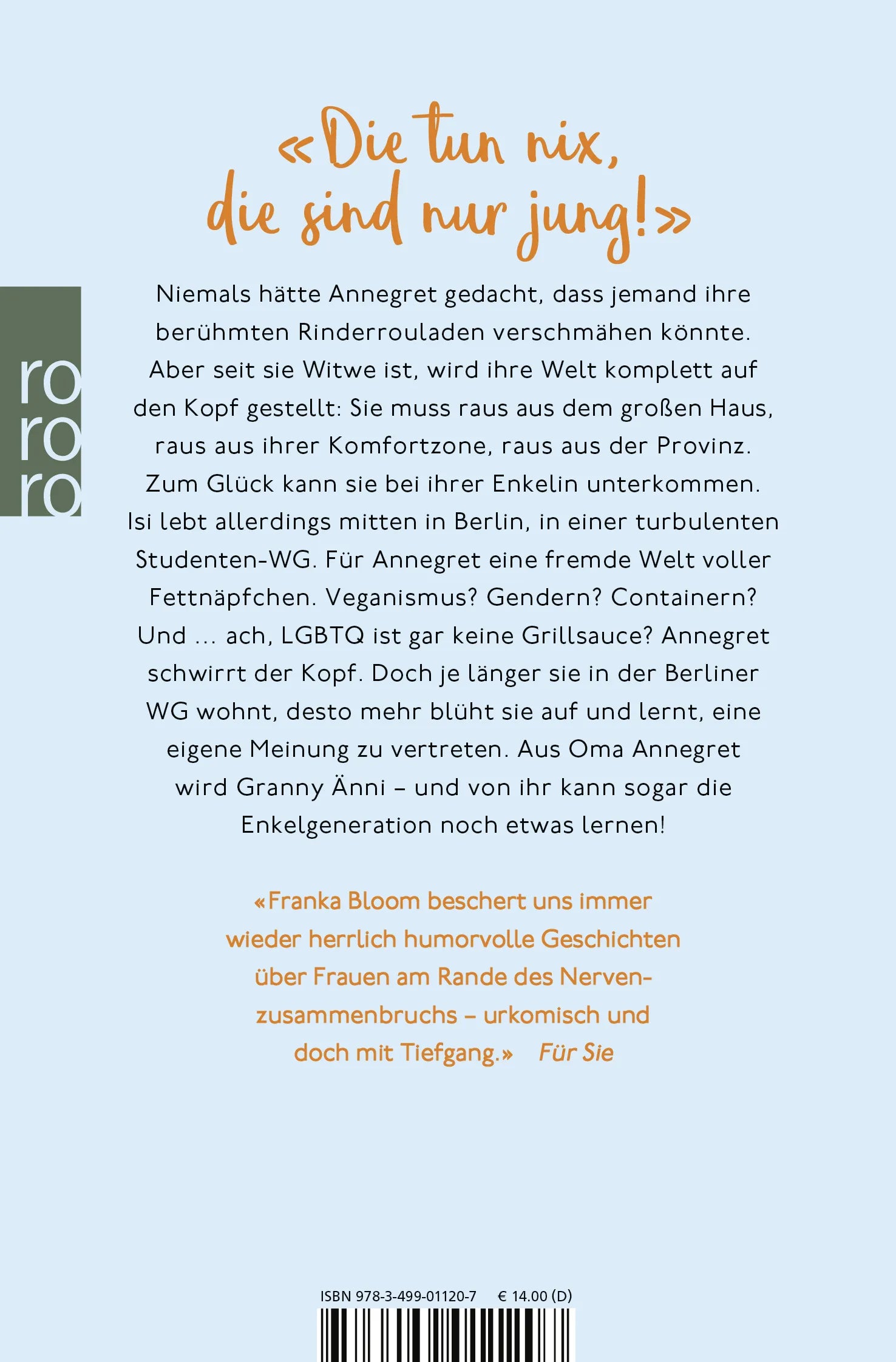 Buchrückseite von 'Was geht, Annegret?' mit Klappentext - Taschenbuch