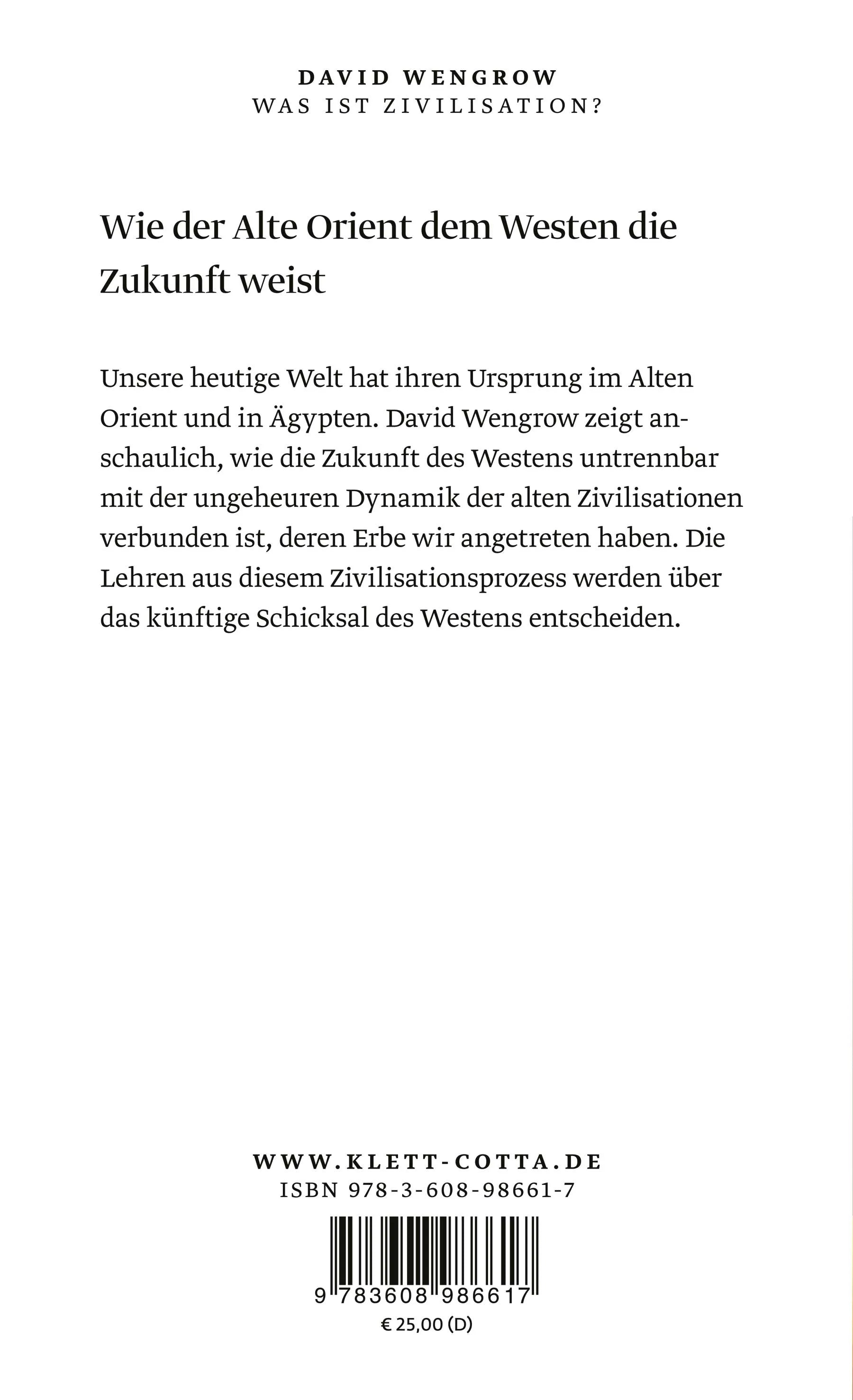 Buchrückseite von 'Was ist Zivilisation?' mit Klappentext - Gebundene Ausgabe