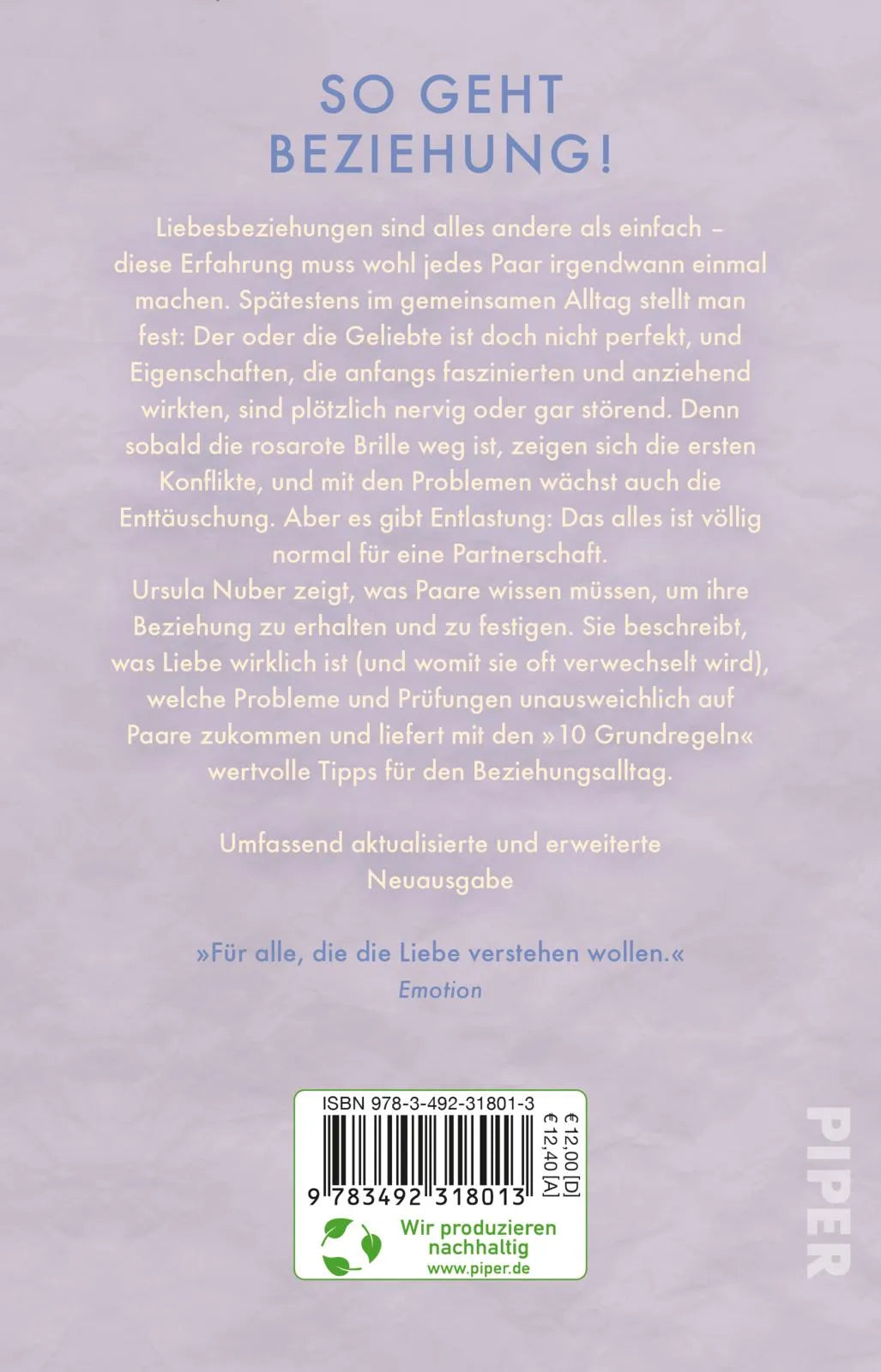 Buchrückseite von 'Was Paare wissen müssen' mit Klappentext - Taschenbuch