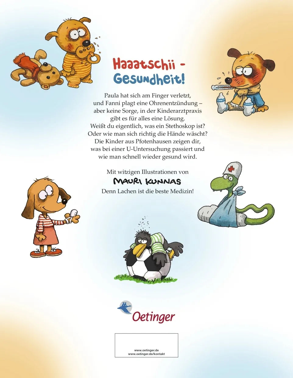 Buchrückseite von 'Was passiert beim Kinderarzt?' mit Klappentext - Gebundene Ausgabe