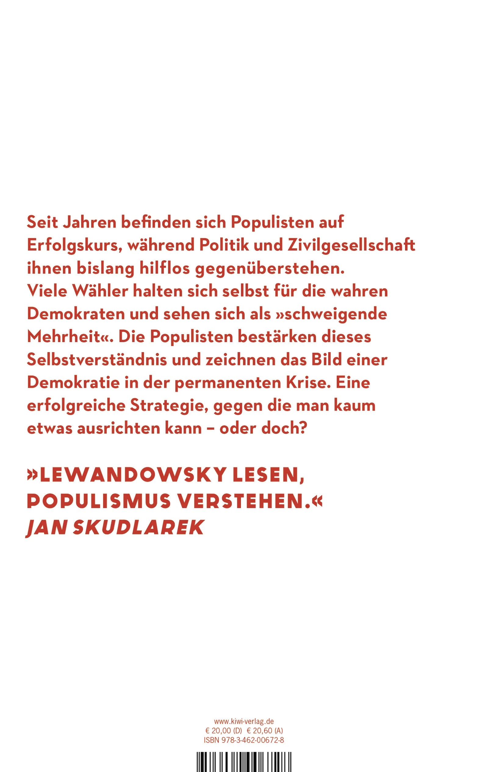 Buchrückseite von 'Was Populisten wollen' mit Klappentext - Paperback