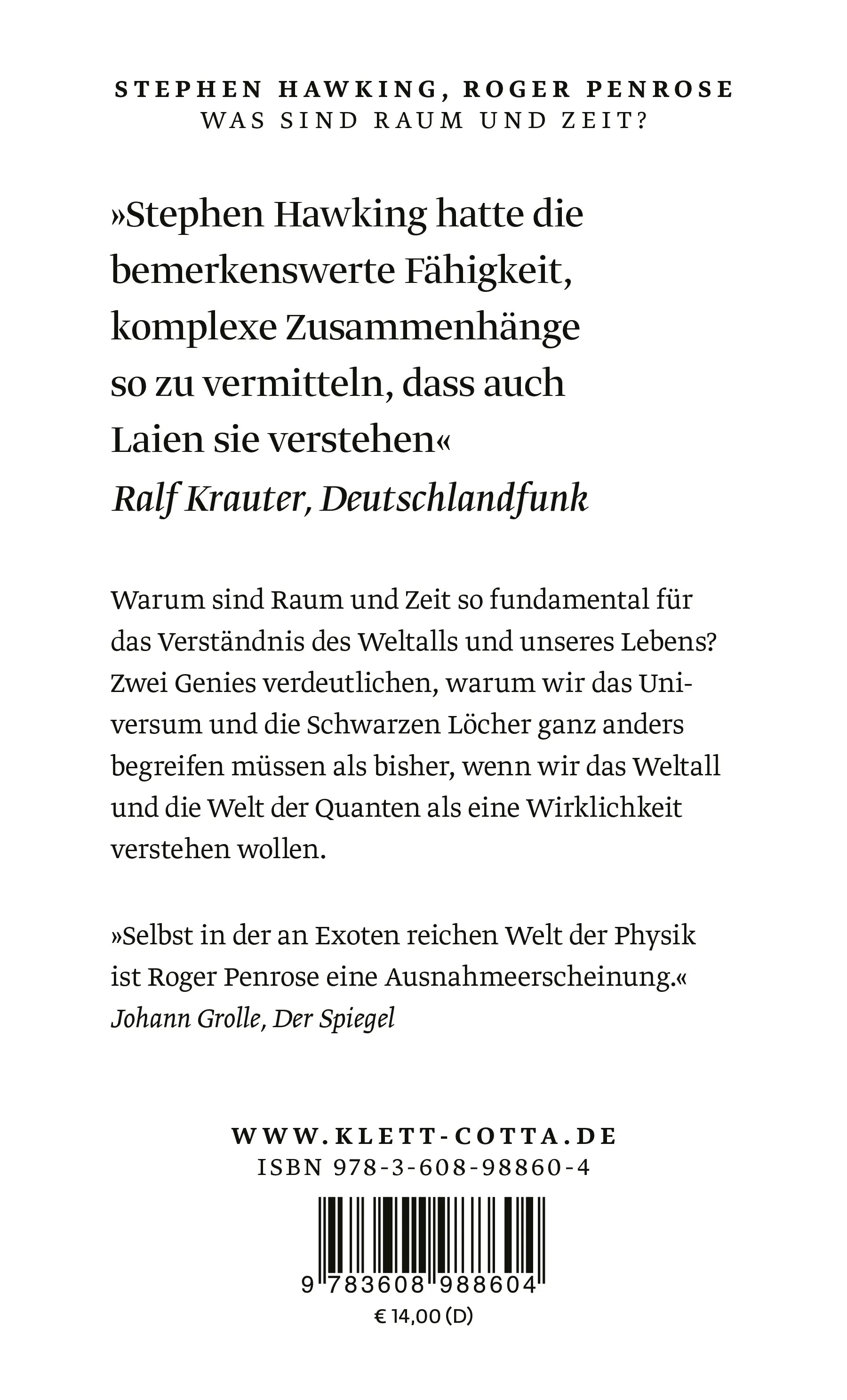 Buchrückseite von 'Was sind Raum und Zeit?' mit Klappentext - Taschenbuch