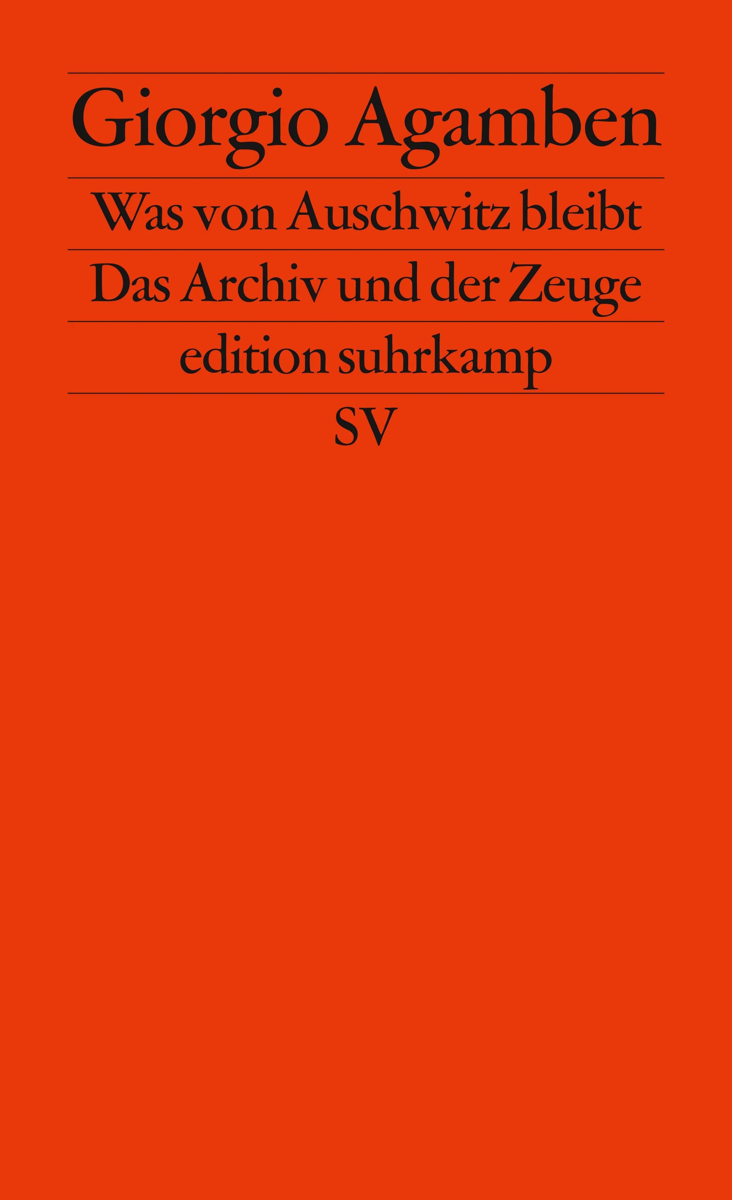 Buchcover von 'Was von Auschwitz bleibt' - Taschenbuch von Giorgio Agamben