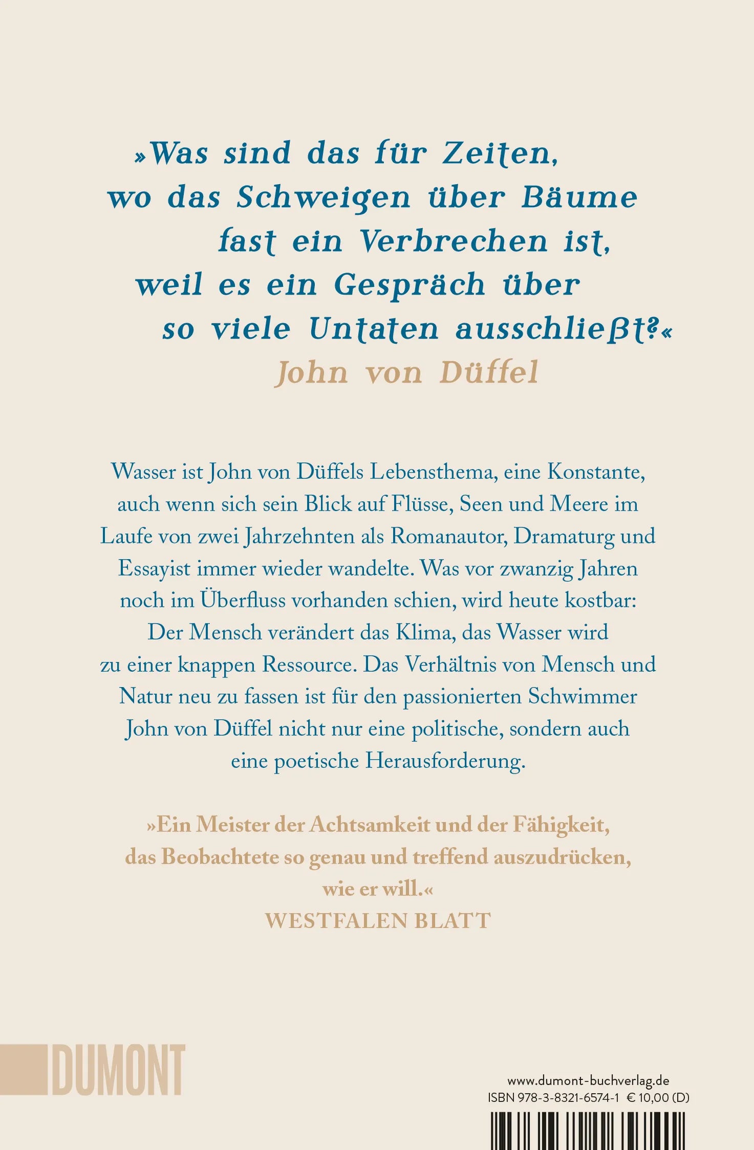Buchrückseite von 'Wasser und andere Welten' mit Klappentext - Taschenbuch