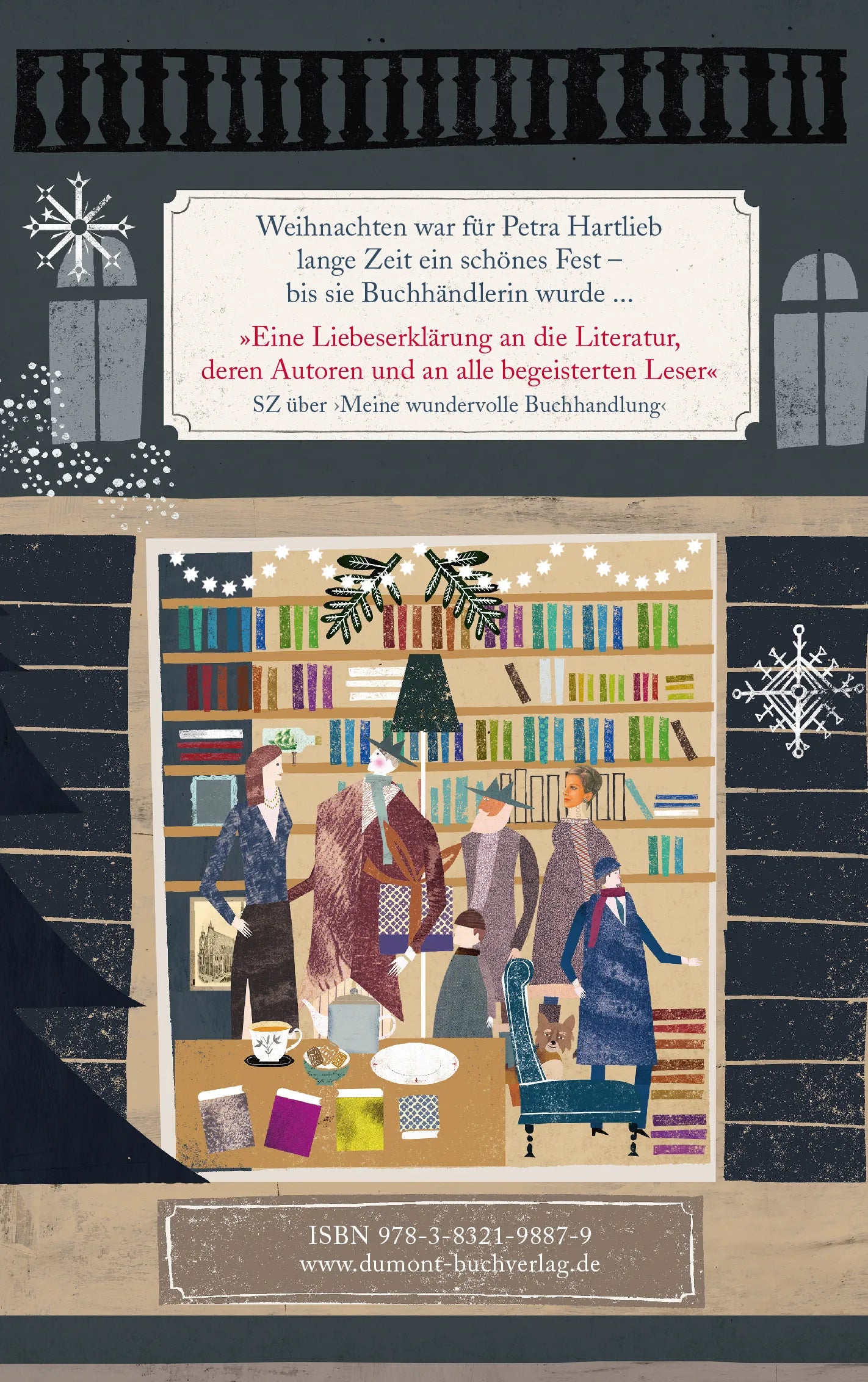 Buchrückseite von 'Weihnachten in der wundervollen Buchhandlung' mit Klappentext - Gebundene Ausgabe