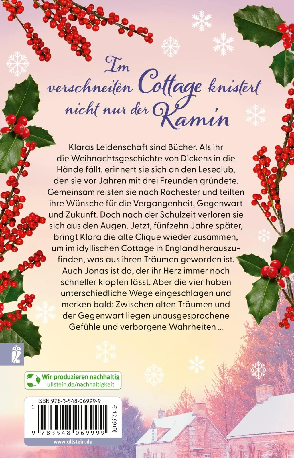 Buchrückseite von 'Weihnachtspost im kleinen Cottage' mit Klappentext - Taschenbuch
