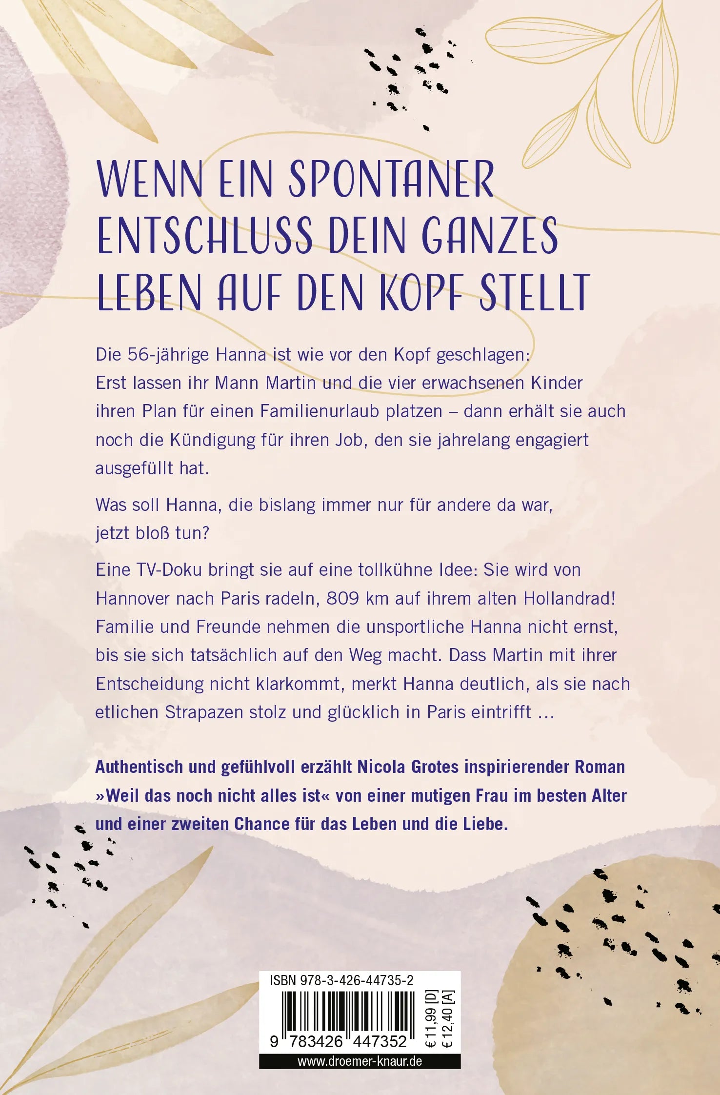 Buchrückseite von 'Weil das noch nicht alles ist' mit Klappentext - Taschenbuch