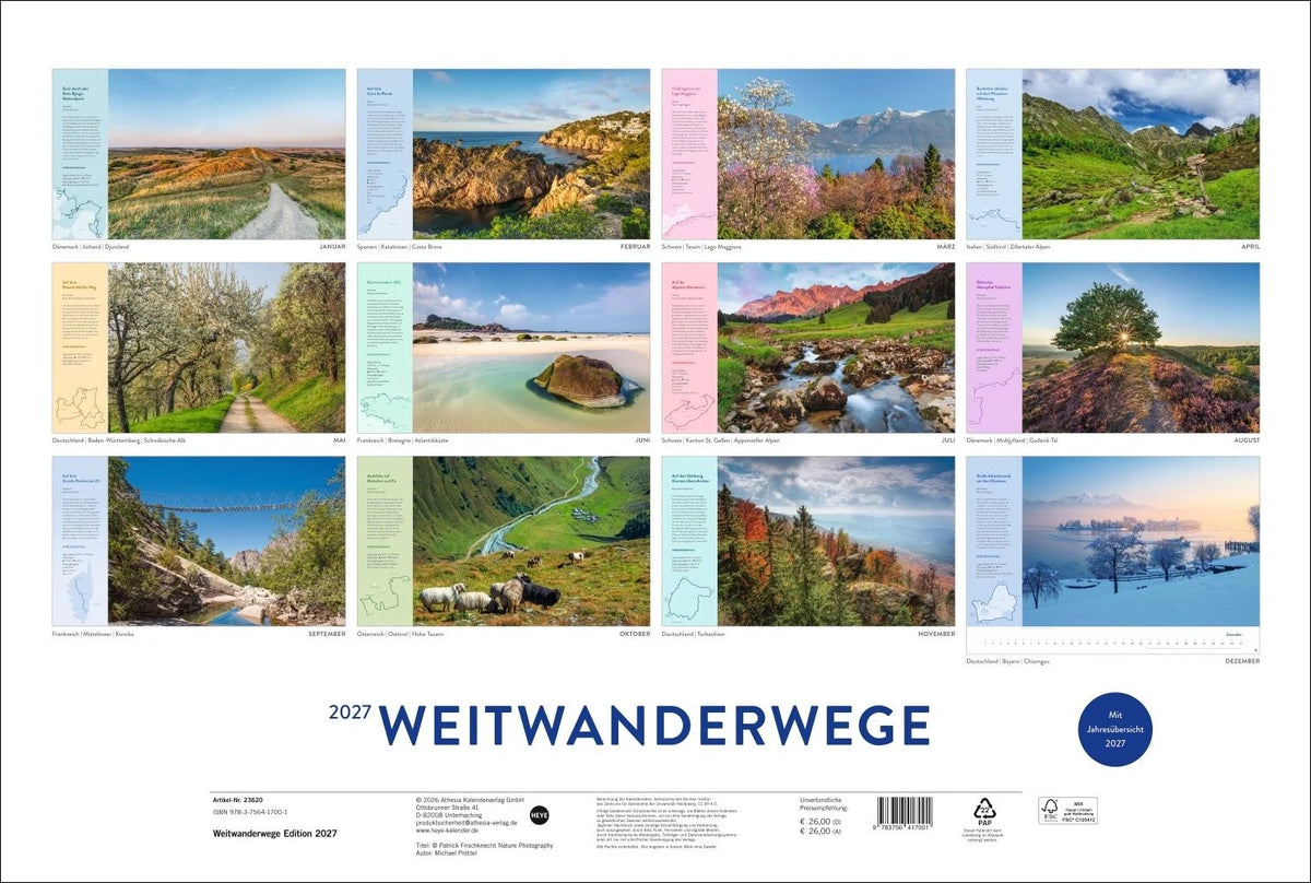 Weitwanderwege Edition Kalender 2027 – Ansicht