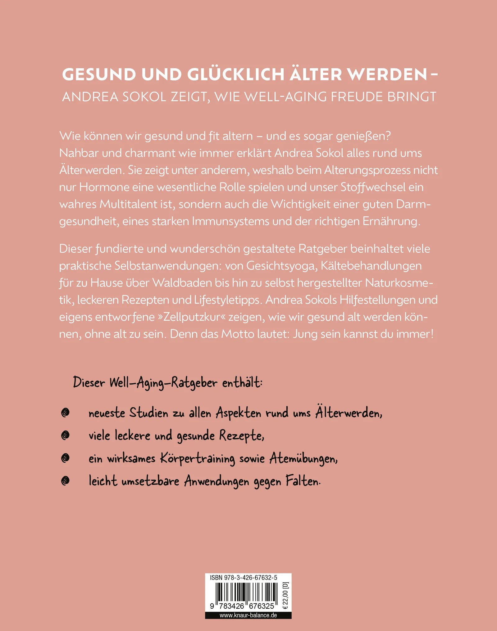 Buchrückseite von 'Well-Aging - jung sein kannst du immer' mit Klappentext - Paperback
