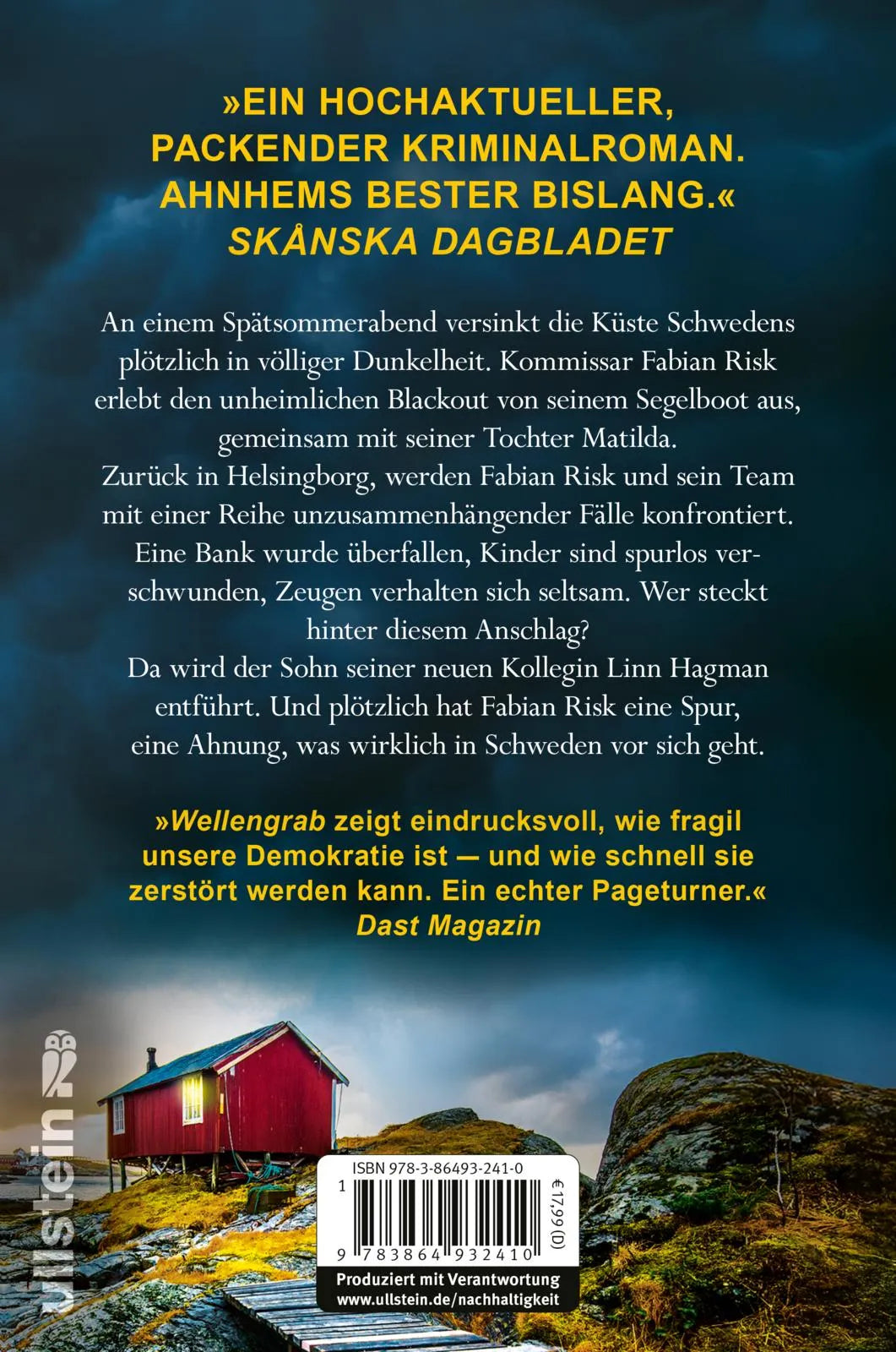 Buchrückseite von 'Wellengrab' mit Klappentext - Paperback